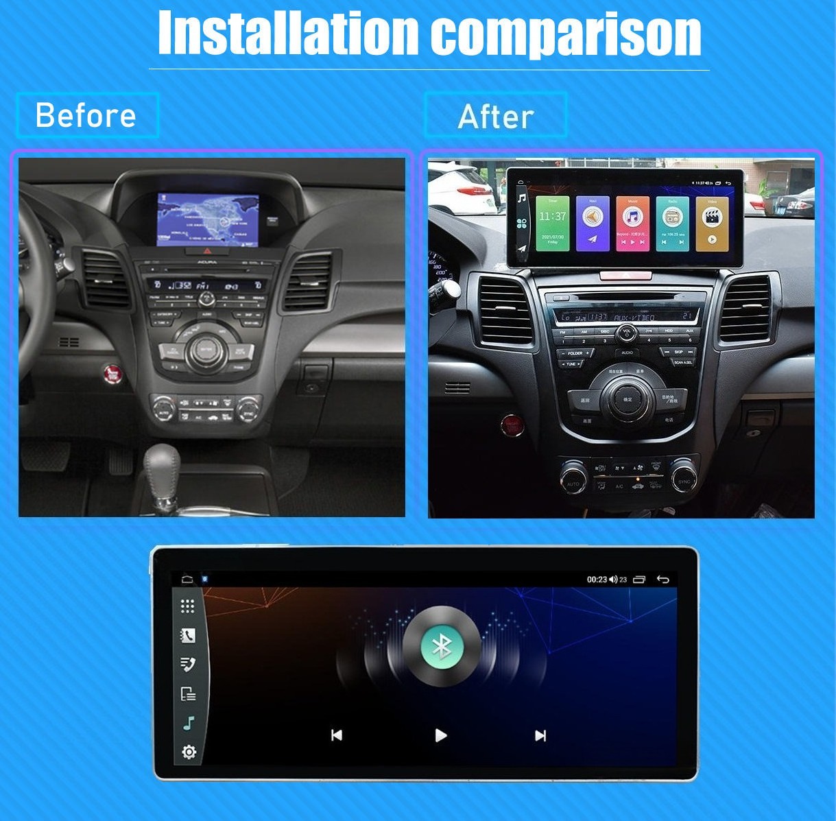 12.3″ 64GB Android 13 Car GPS Carplay Radio Stereo For Honda Acura RDX 2013-2018