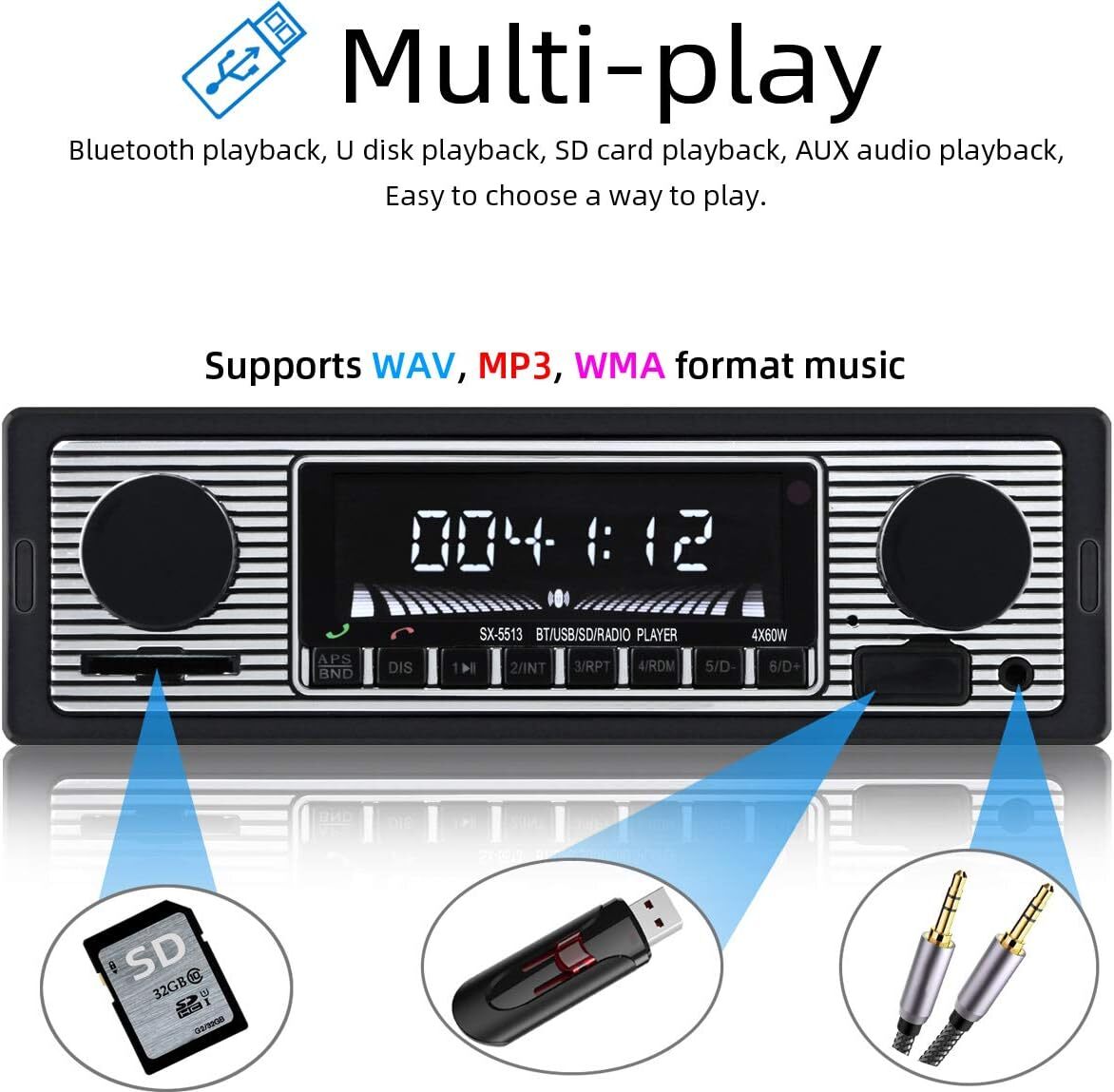 Car Radio Bluetooth Single DIN Car Stereo Audio MP3 Player Handsfree/FM/USB/AUX