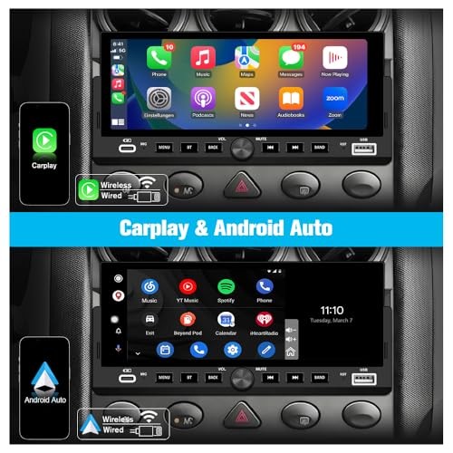 Single Din Car Stereo, 6.86 Inch CarPlay & Android Auto HD IPS 6.86 in
