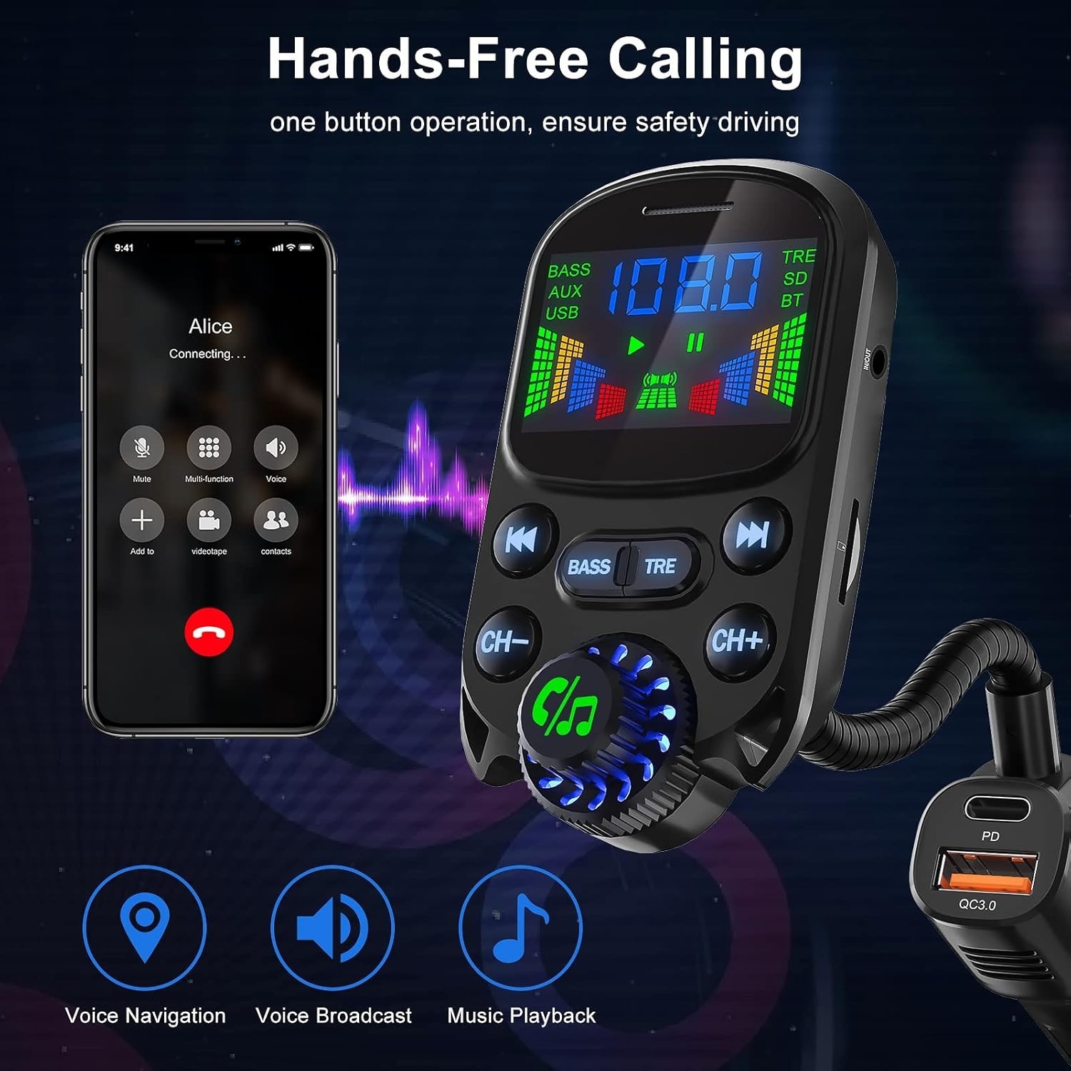 Transmisor De Audio FM Para Auto Bluetooth 5.3 USB Receptor Radio For Carro New