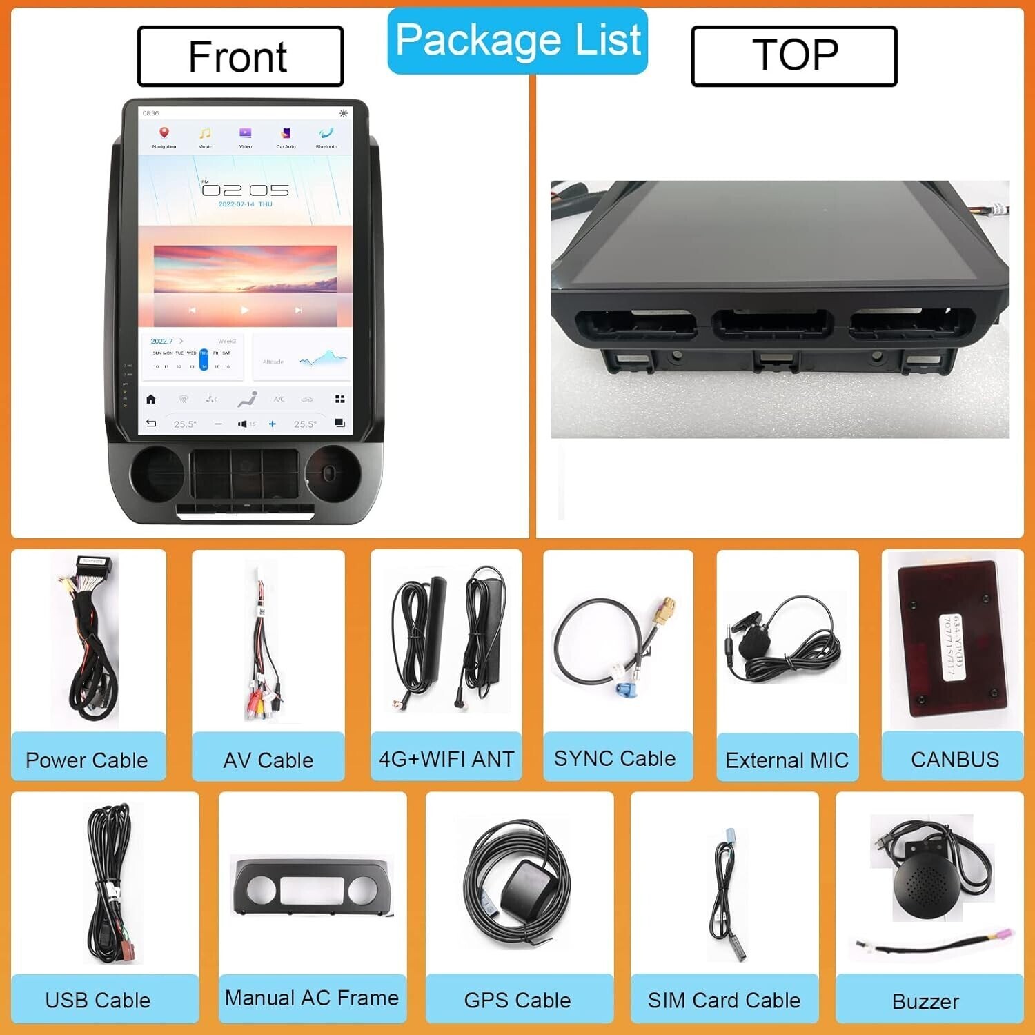 14.4″HD Car Radio GPS Navigation Android Carplay 8+128GB For Ford F150 2015-2021