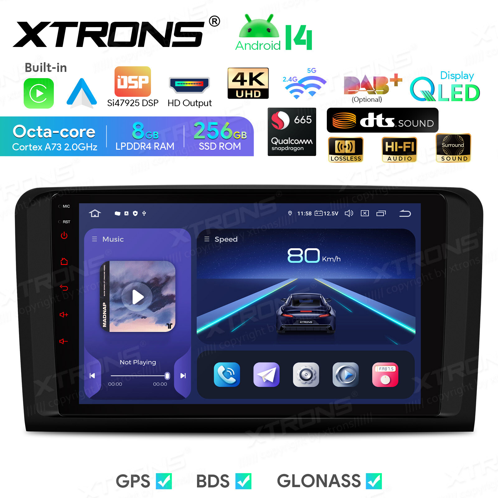 9″ Android 14 8Core 8+256G Car Play GPS Radio Stereo For Benz ML-Class W164 X164