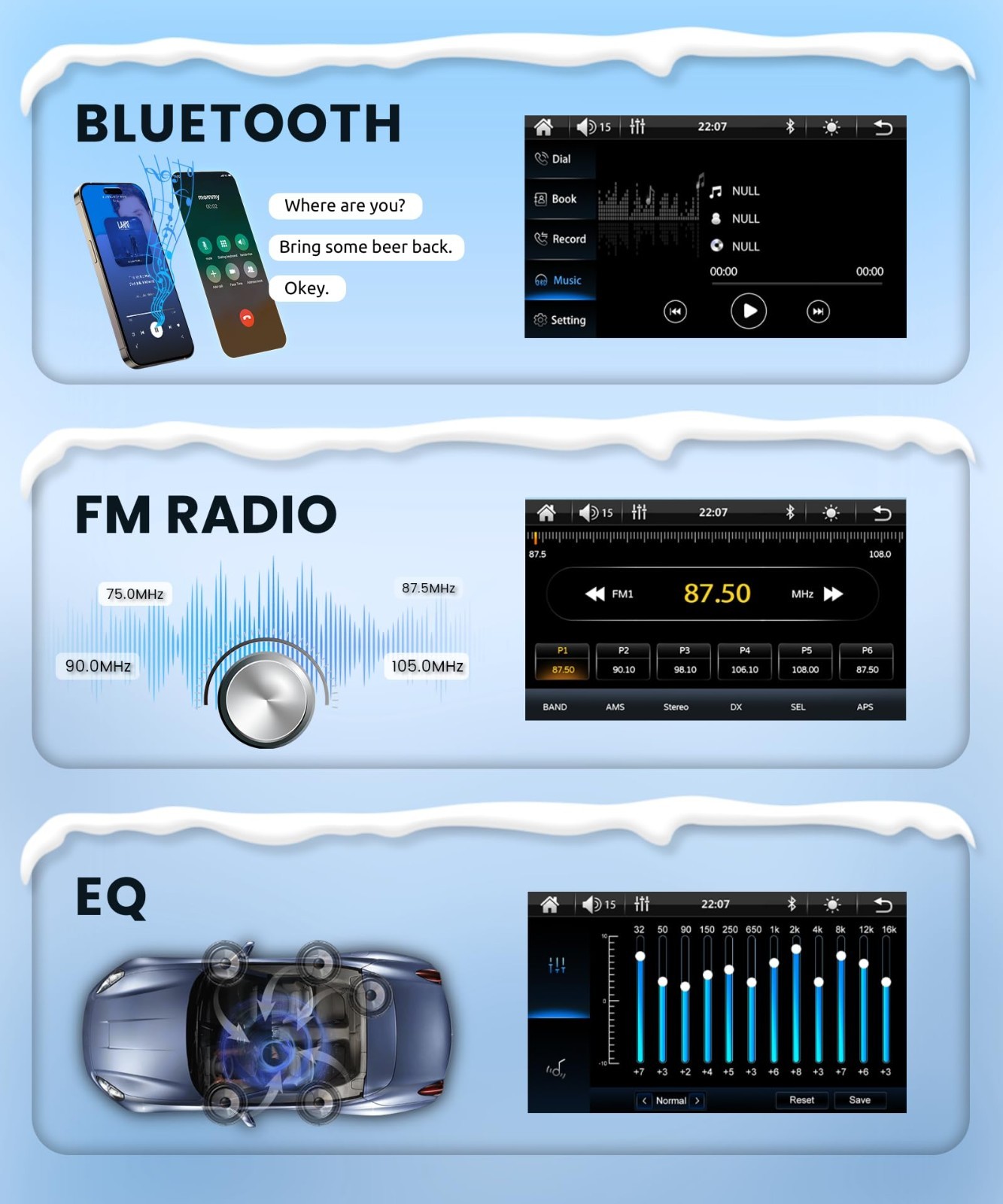 9″ Single Din Car Stereo – Wireless CarPlay, Android Auto, Bluetooth, Touchscree
