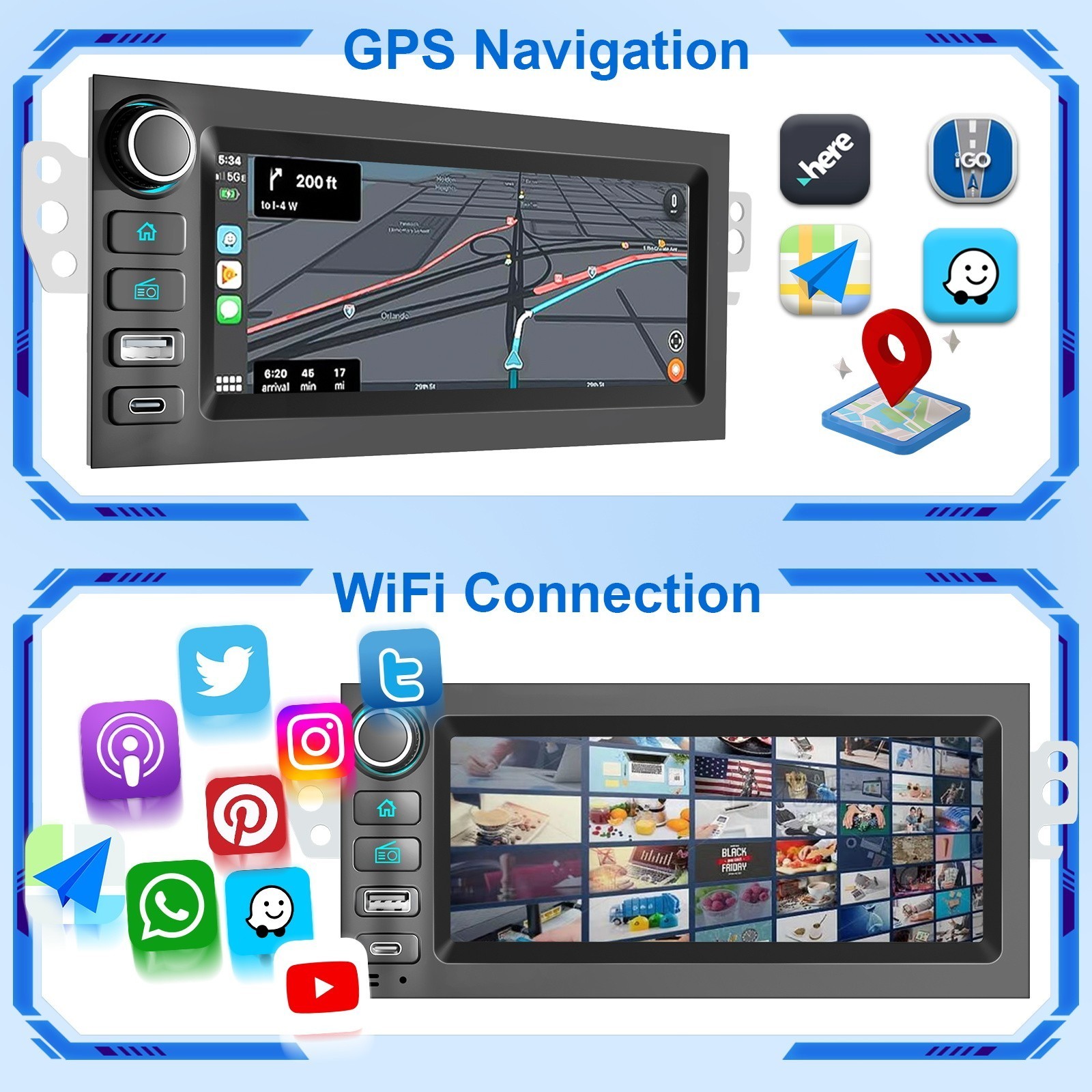4+64G Apple Carplay Car Stereo Radio GPS For Chevy Blazer S10 Camaro 1998-2002