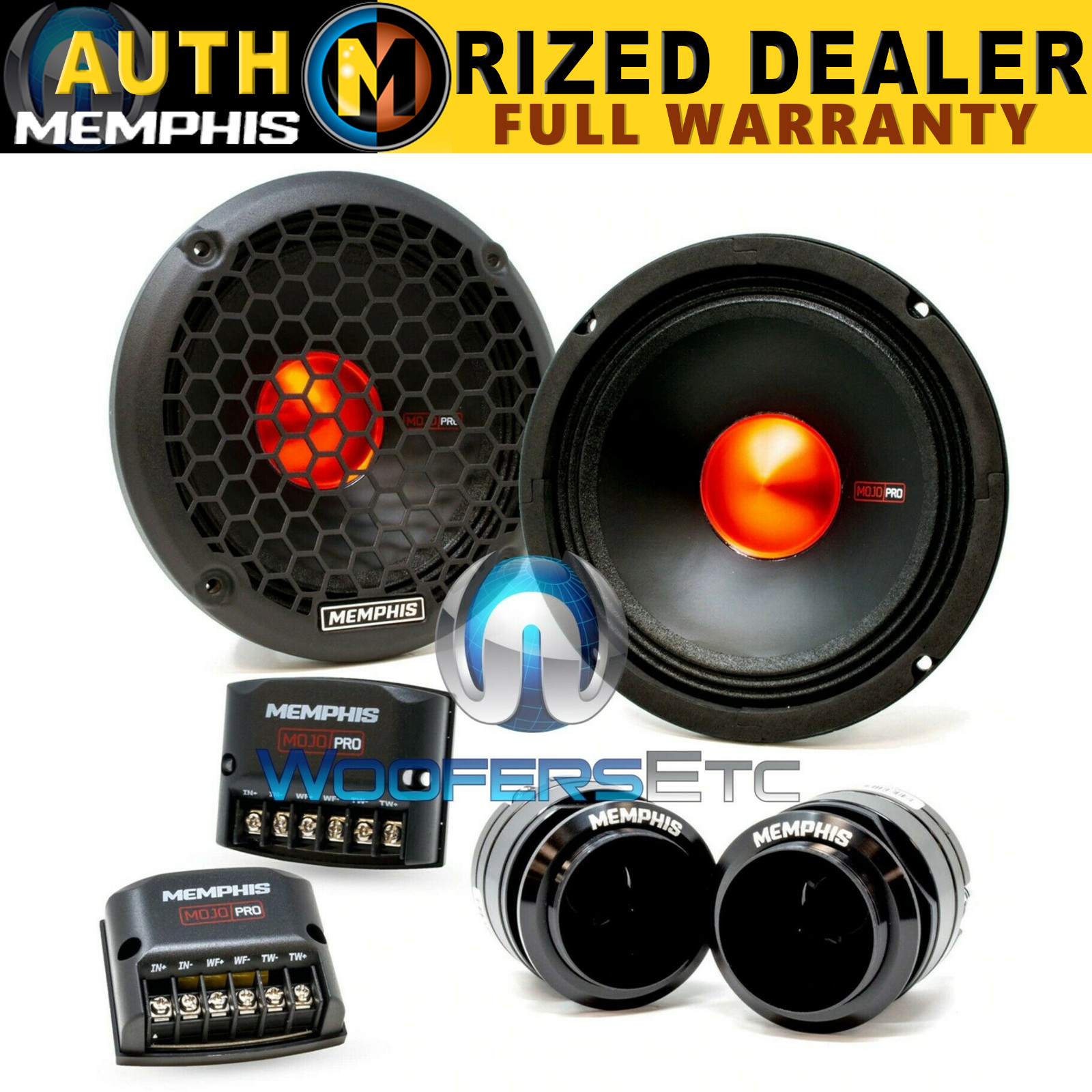 MEMPHIS MJP6C 6.5″ MOJO PRO AUDIO 250W COMPONENT SPEAKERS TWEETERS CROSSOVERS