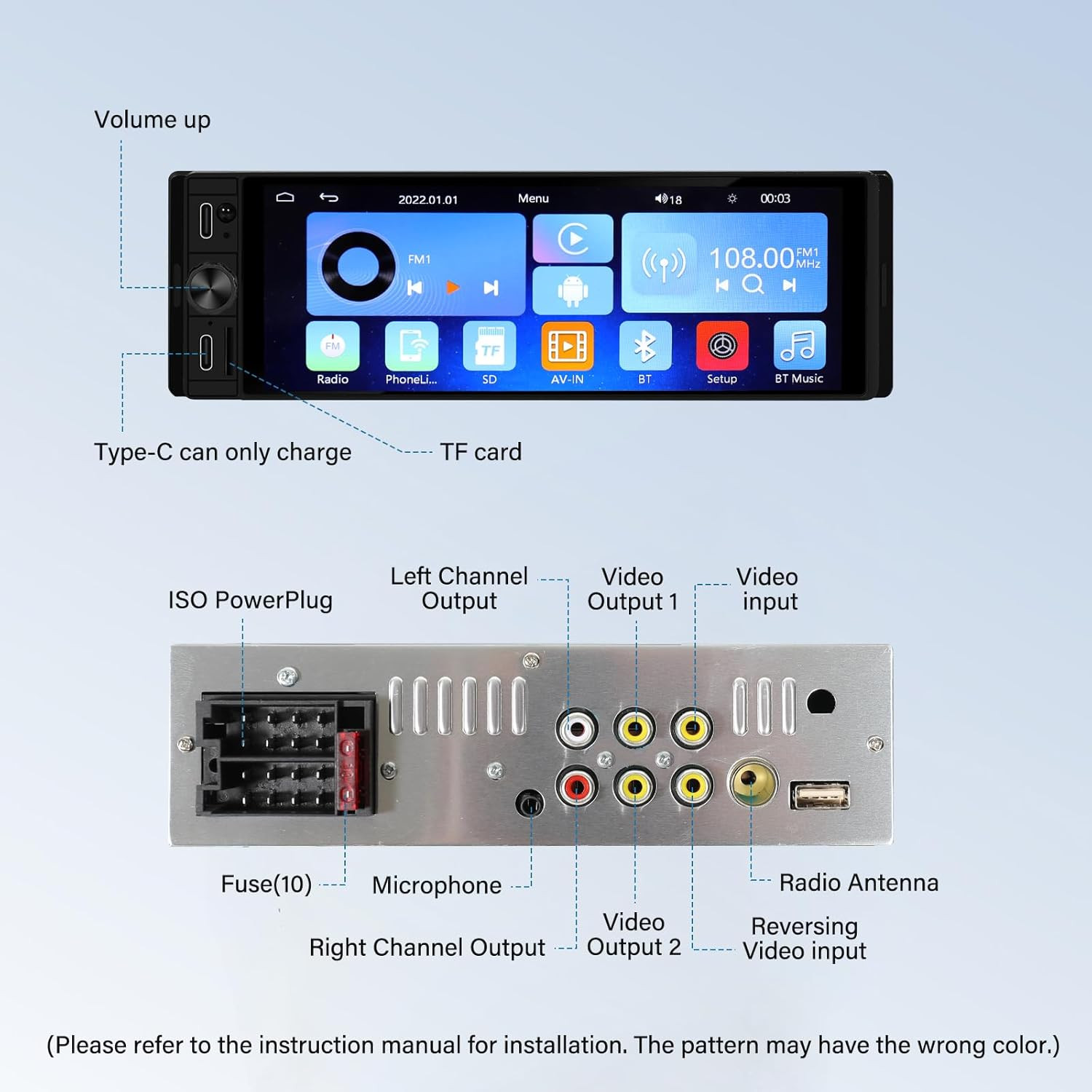 Single Din Car Radio – Car Stereo with Wireless Apple Carplay Android Auto, 6.9″