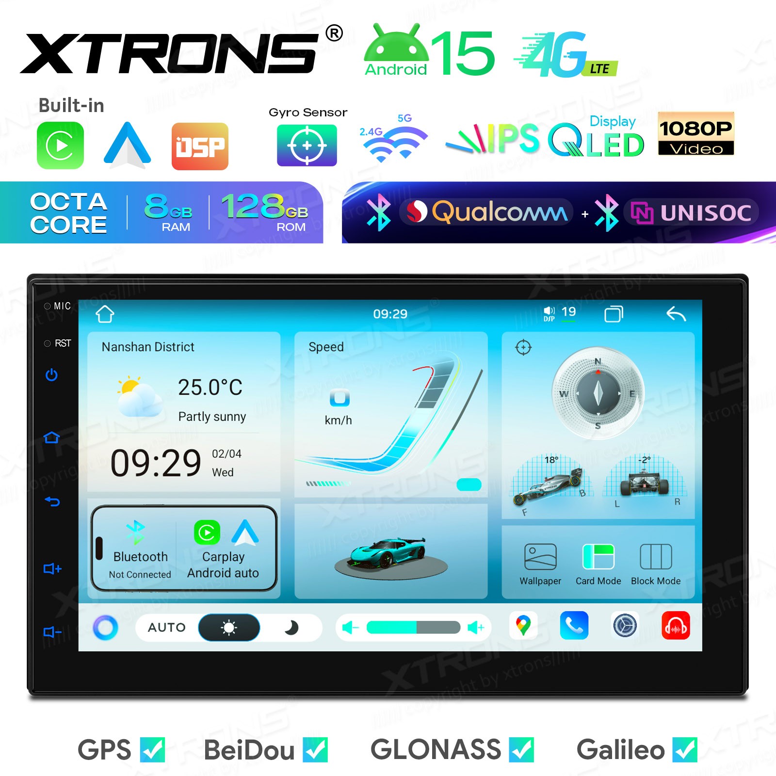 Wireless CarPlay Android Auto Car Radio 7 inch Double Din Stereo GPS Navigation