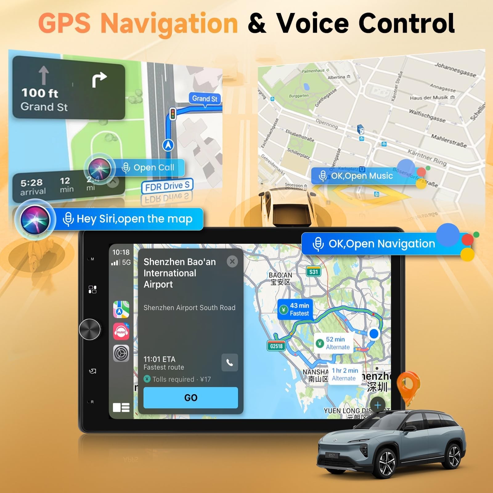 10.4″ Single Din Single Din Touchscreen Car Stereo Wireless Carplay& Android …