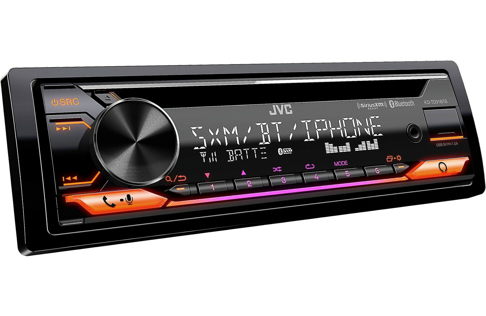 JVC KD-TD91BTS Bluetooth CD Player Android iPhone Alexa Pandora XM USB Aux AM FM