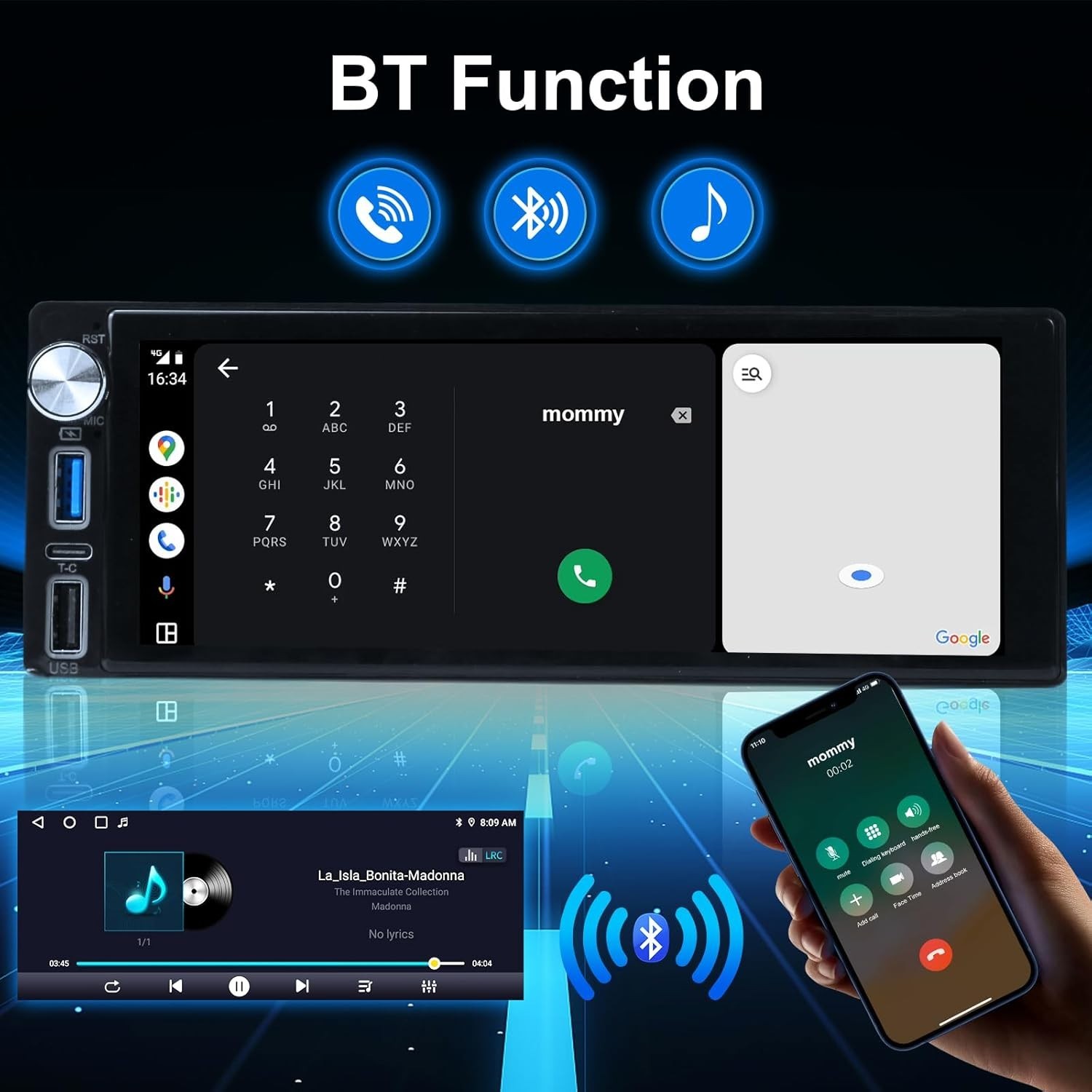 6.9-Inch Car Stereo with Apple CarPlay, Android Auto & Bluetooth 5.1