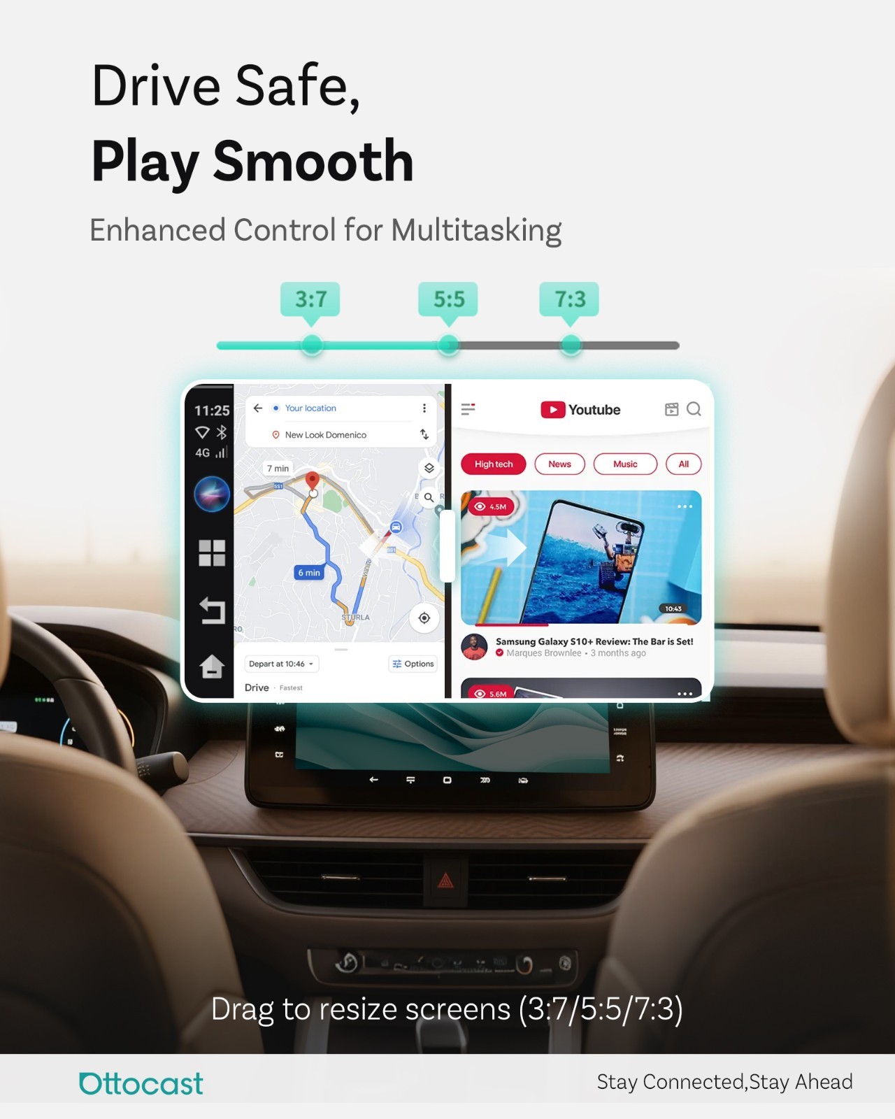 OTTOCAST E2 Video Palyer Ai Box Wireless CarPlay Adapter Android w/YT+TK+APP