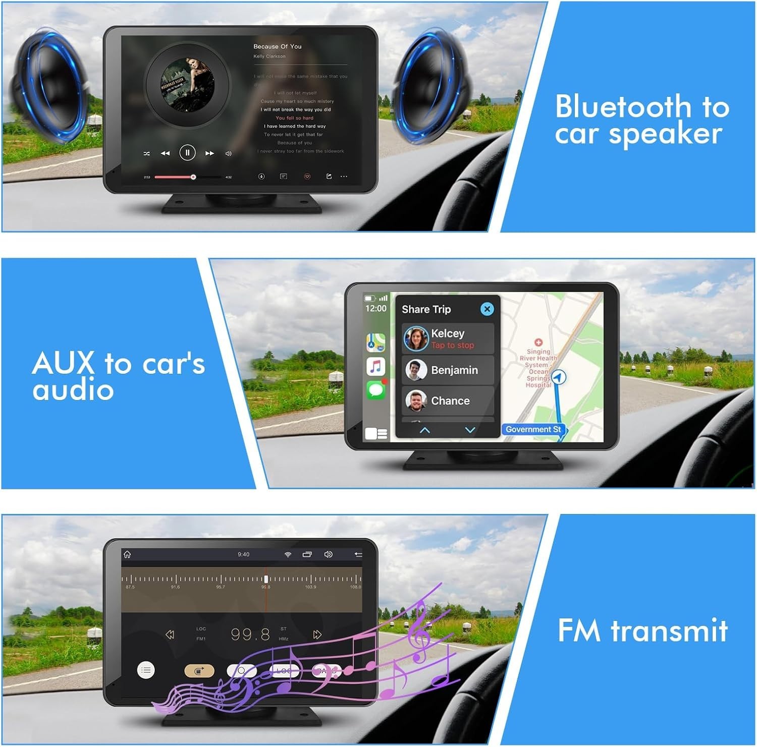 Double Din 7″ Touch Screen Car Stereo Featuring Wireless Carplay & Voice Control