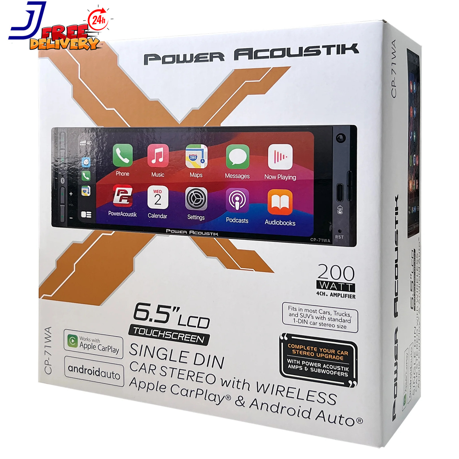 CP-71WA Single DIN 6.5″ Color Touchscreen Car Stereo w/Bluetooth Connected Apple