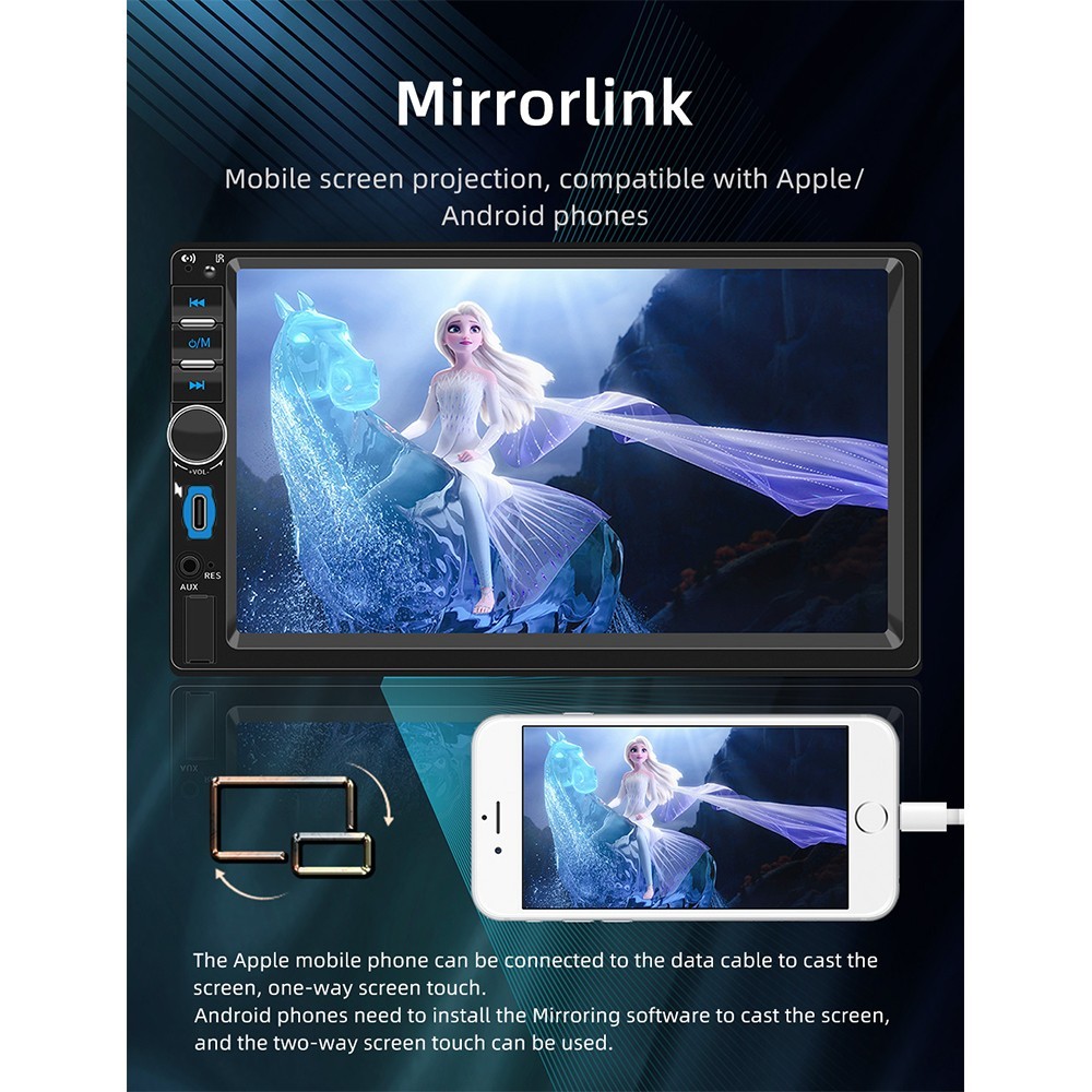 F7018C Reversing Image Car MP5 Player with Bluetooth & Wired CarPlay
