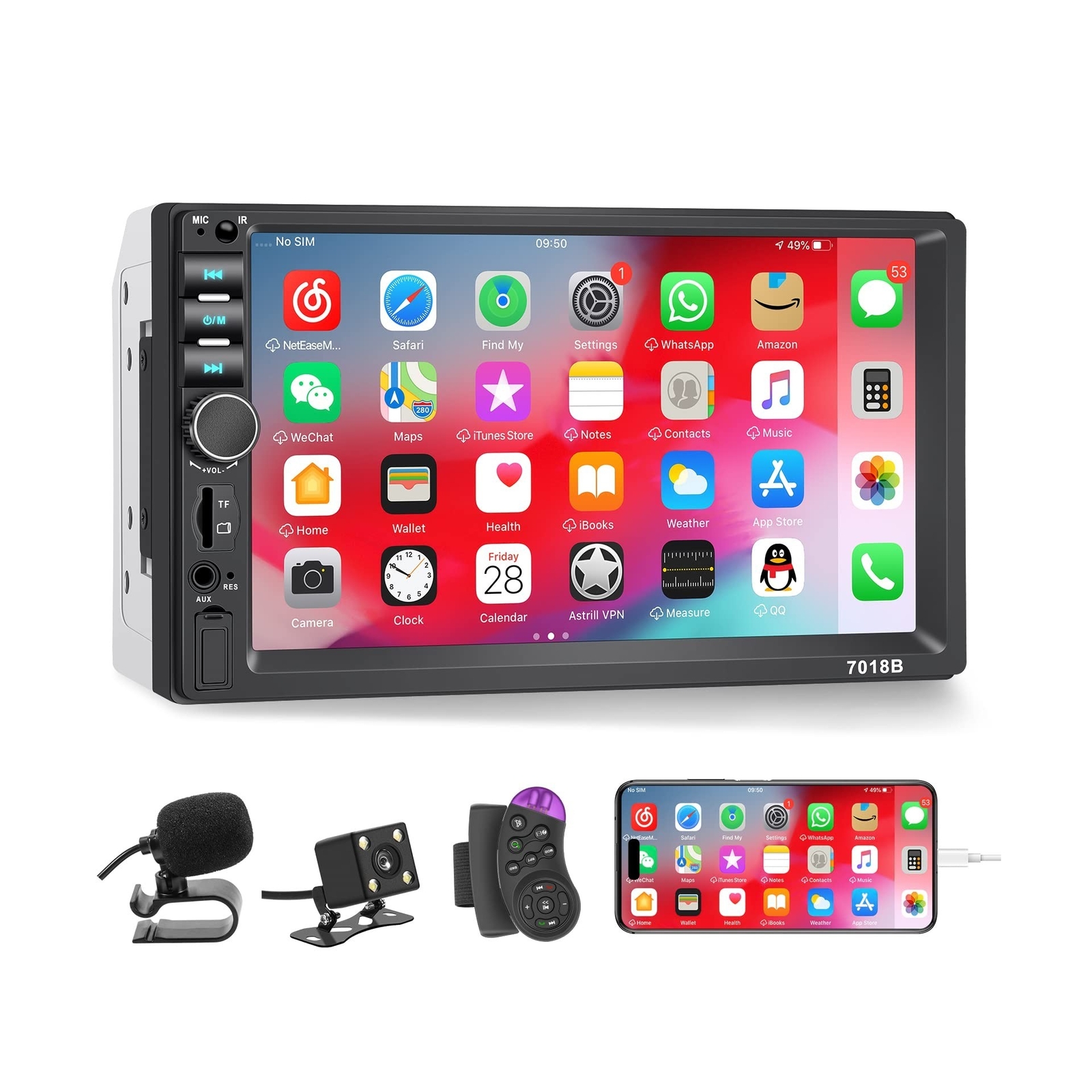 Double Din Car Stereo Bluetooth, 7 Inch Touchscreen Double Din Car Stereo wit…