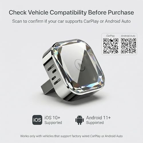 2-in-1 Wireless CarPlay Adapter & Wireless Android Auto Adapter, 5.8GHz Mini Don