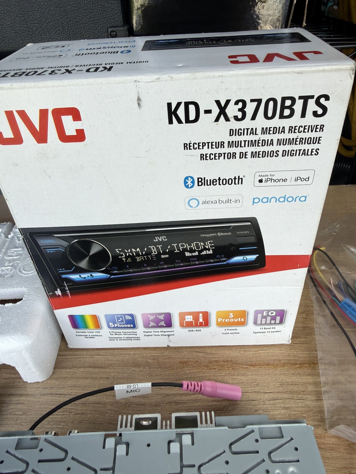 JVC KD-X370BTS Bluetooth USB SiriusXM Alexa Media Receiver Open Box
