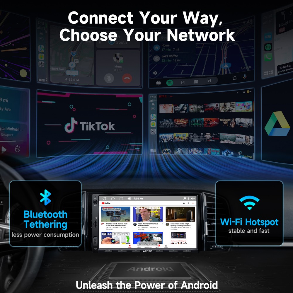 ATOTO F7 WE 7IN Double 2Din Bluetooth Car Stereo Wireless Android Auto & CarPlay
