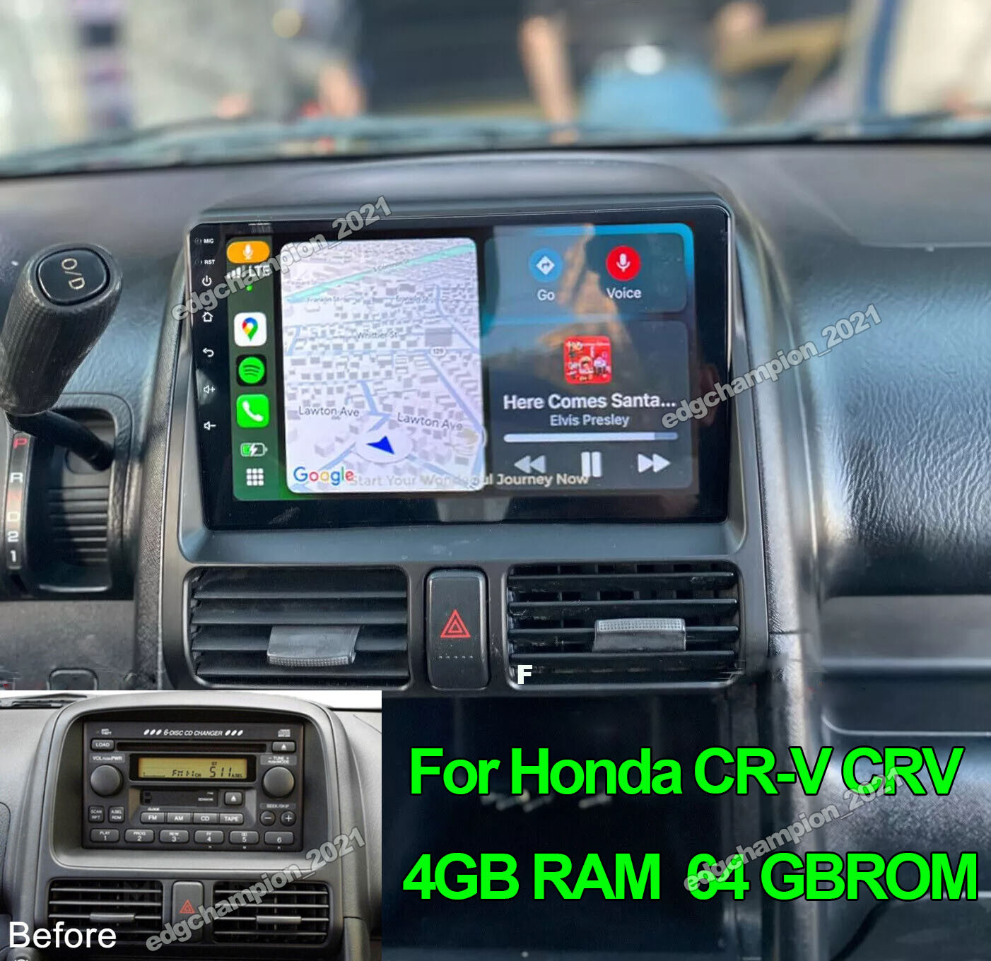 4+64G For Honda CR-V CRV 2002-2006 Apple CarPlay Android 13 Car Stereo Radio GPS