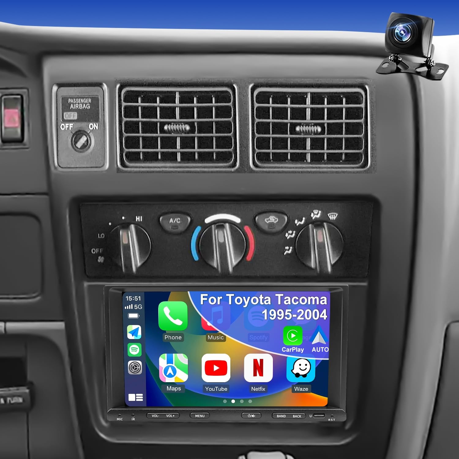 7″ Touchscreen Wireless Carplay Stereo for 1995-2004 Tacoma, 1992-2002 4Runner