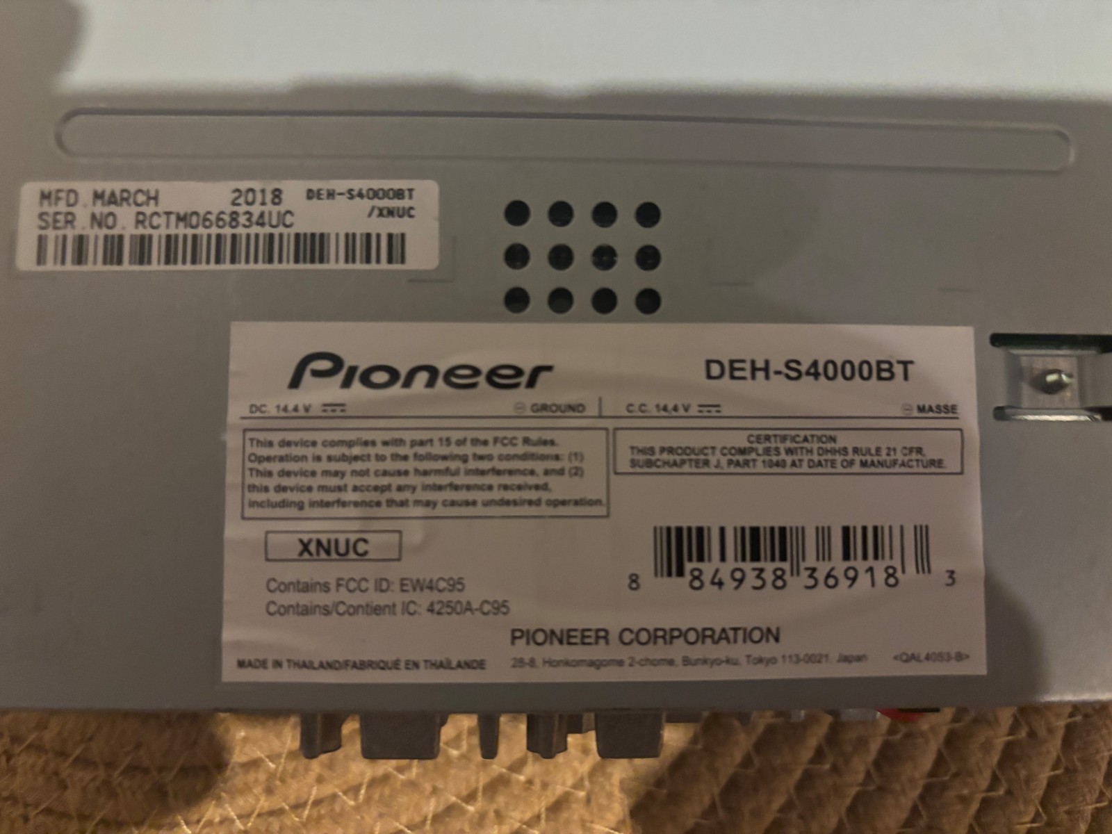 PIONEER DEH-S4000BT Car stereo MIXTRAX