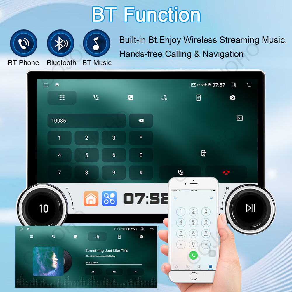 8-Core 10.1 inch Android 13 4GB+64GB Car Stereo Radio GPS Navi WiFi 2K QLED DSP