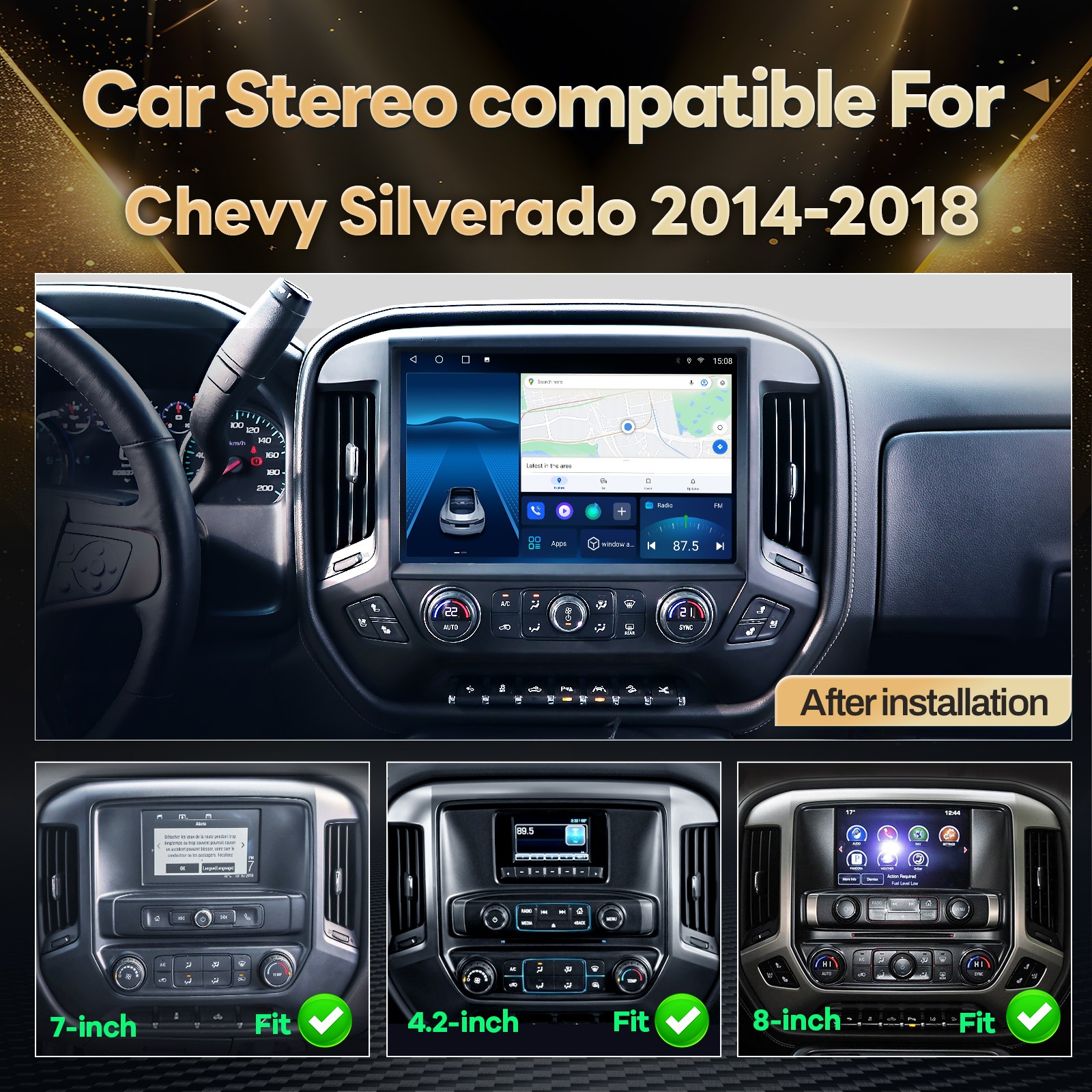 13.1″ Screen Android Car Radio GPS For Chevrolet Silverado GMC Sierra 2014-2018