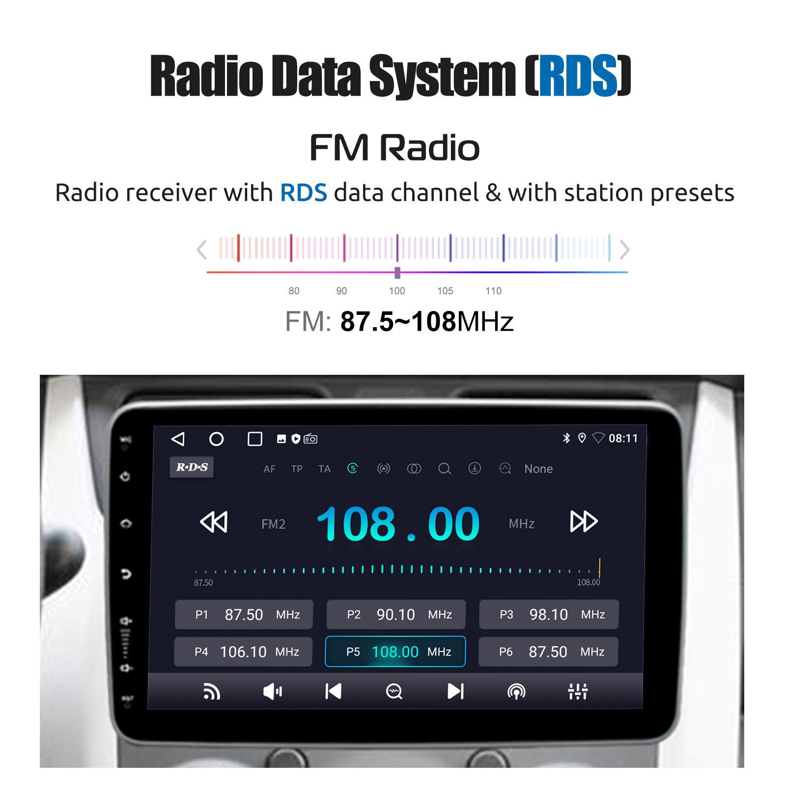 10” 4+64GB Apple Carplay Android 14 Car Stereo Radio Rotatable GPS Single 1 DIN