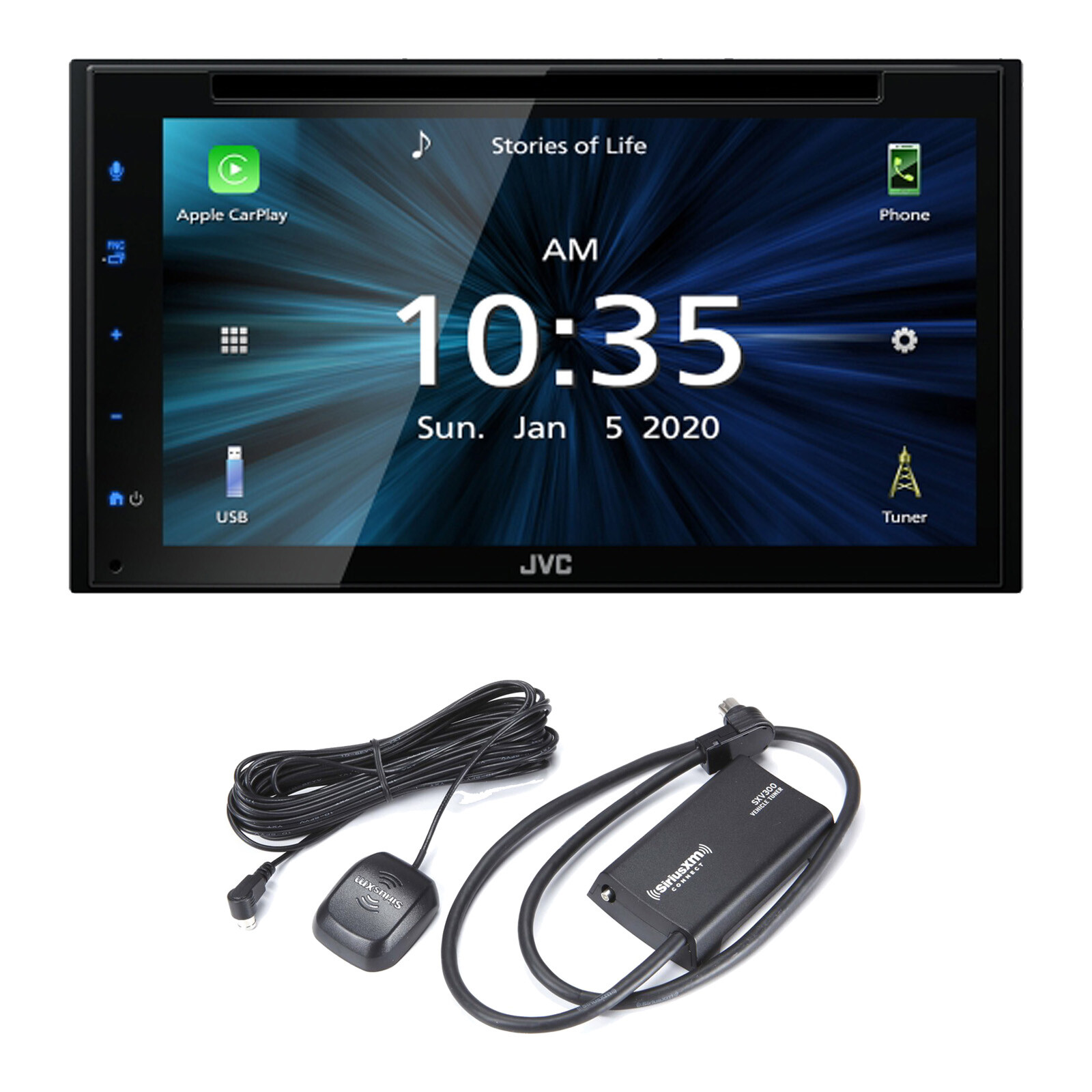 JVC KW-V660BT 6.8″ Touchscreen DVD Stereo Receiver w/ Satellite Radio Tuner Kit
