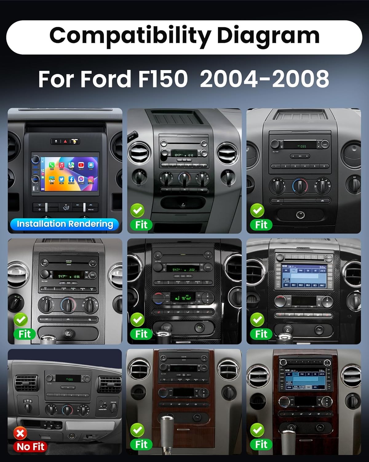 4G+64G For Ford F150 2004-2008 Apple Carplay Android Car Stereo Radio 5GWiFi GPS