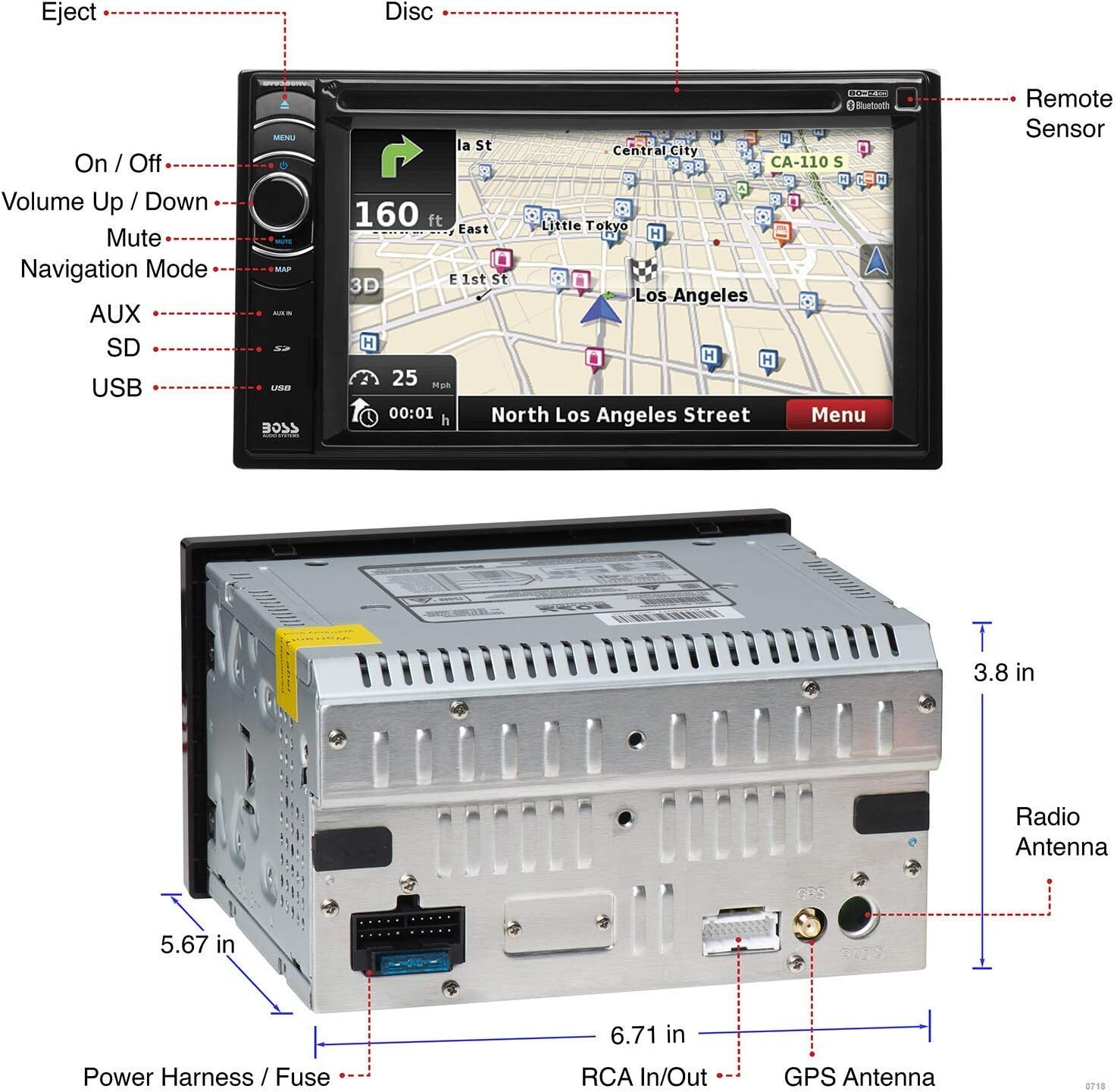 BOSS Audio In-Dash CD/DVD/DM Bluetooth Receiver BV9386NV