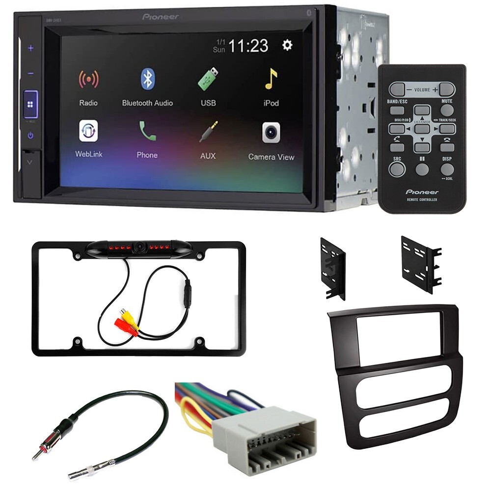 Pioneer DMH-241EX Bluetooth Car Stereo Camera Package for 2002-05 Dodge RAM 1500