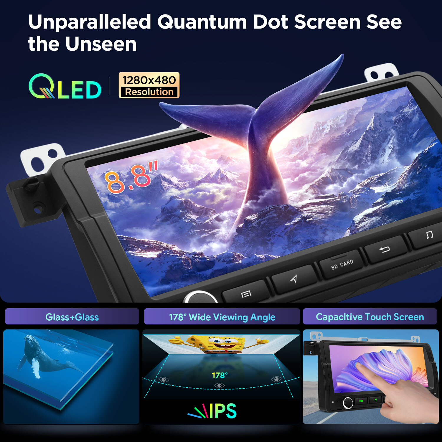 QLED 8.8″ Android 12 Car Play Stereo Radio Navi 128GB Octa Core WiFi For BMW E46