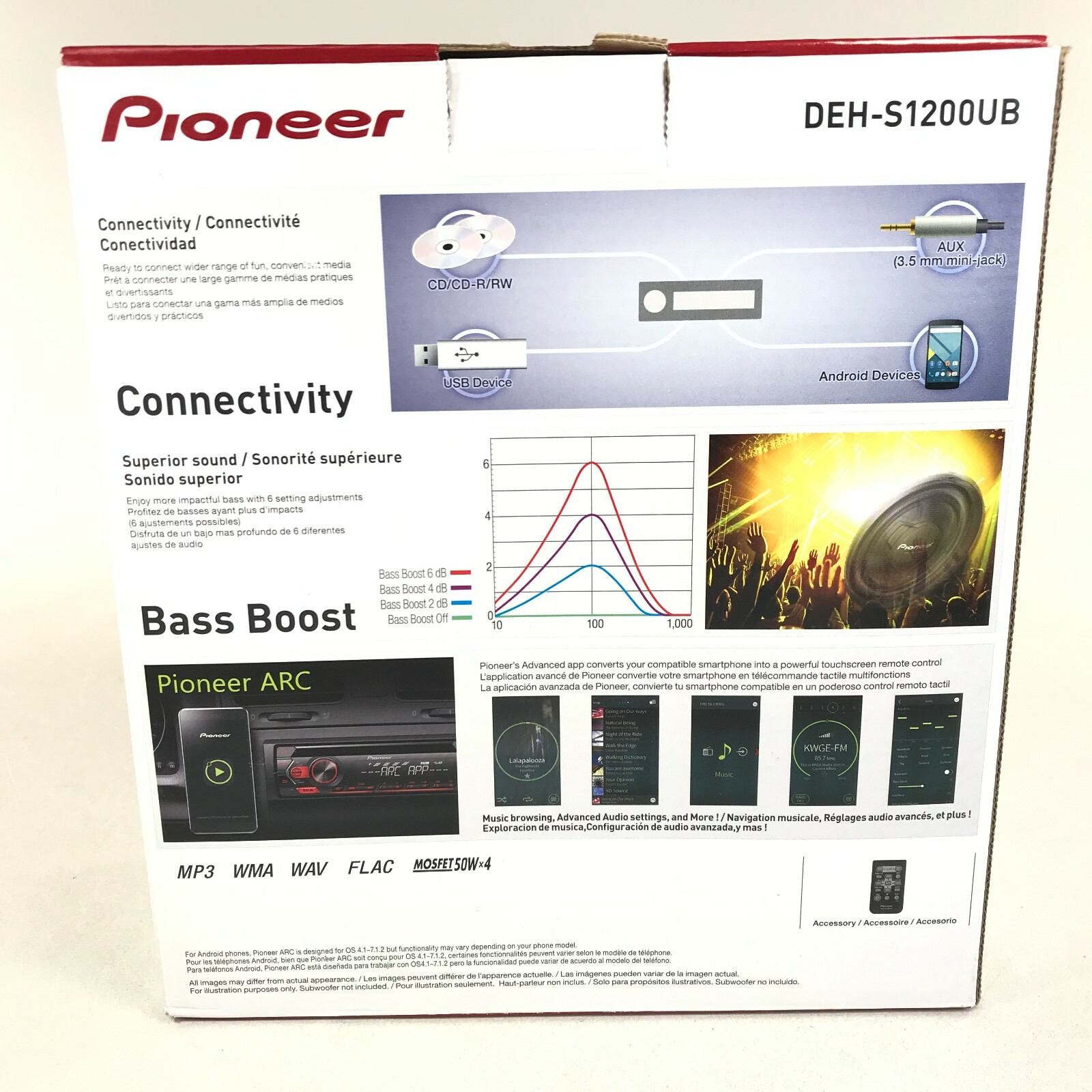 Pioneer DEH-S1200UB CD Player MP3 USB 50W x 4 Car Stereo Android AM FM Radio Aux