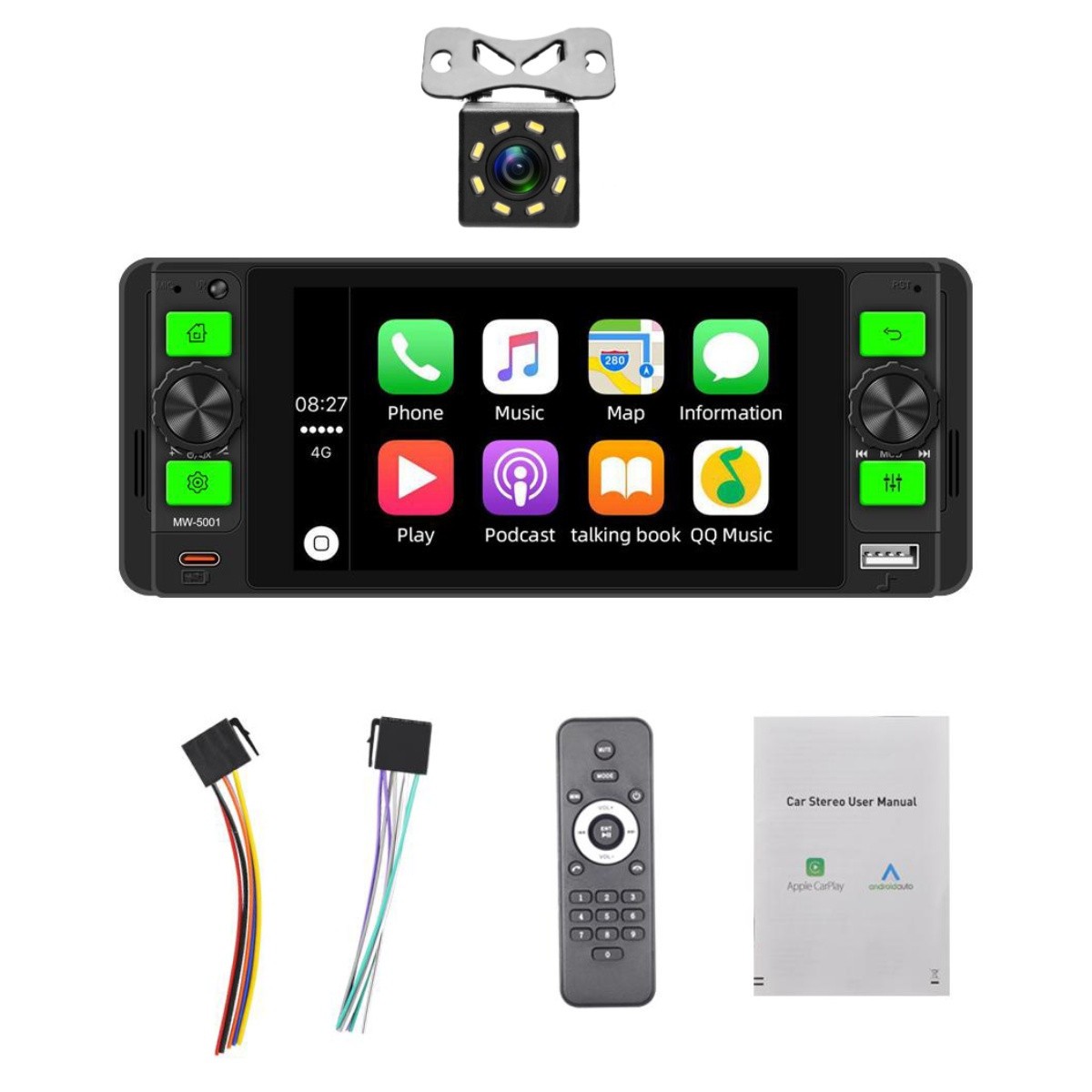 Single DIN 5″ Multimedia Player Car Stereo FM/RDS Radio Bluetooth USB HeadUnit