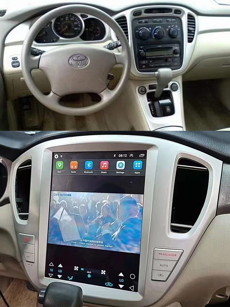 12.1″ Tesla Style Car Radio For Toyota Highlander 2001-2007 Gps Navigation