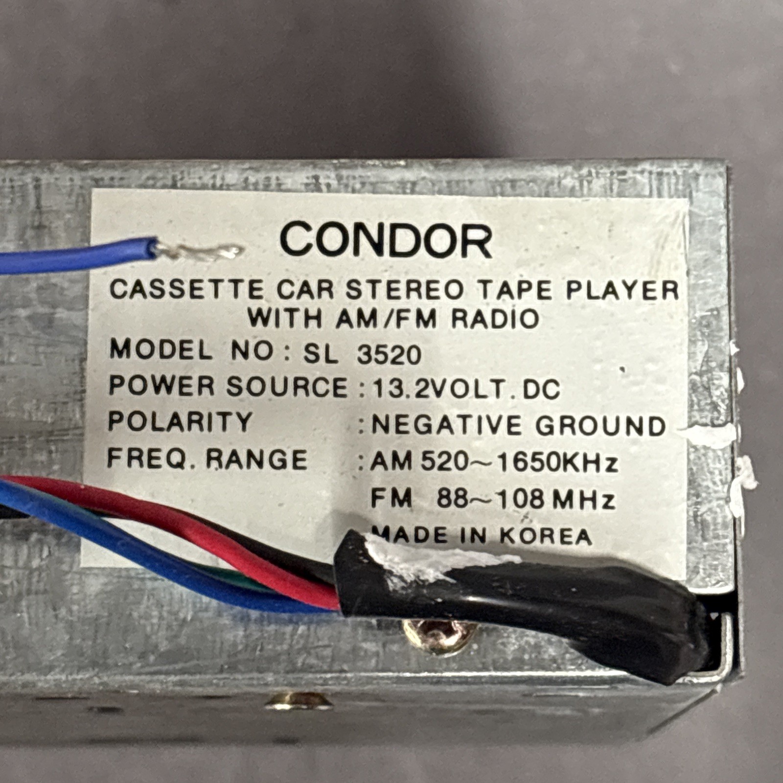 Condor Car Cassette Stereo Player AM/FM MPX Radio 2X25 Watt SL3520