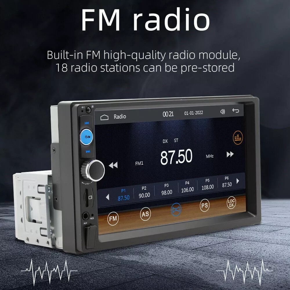 Single 1Din 7″ Touch Screen Stereo Bluetooth Car Radio Apple/Android Carplay GPS