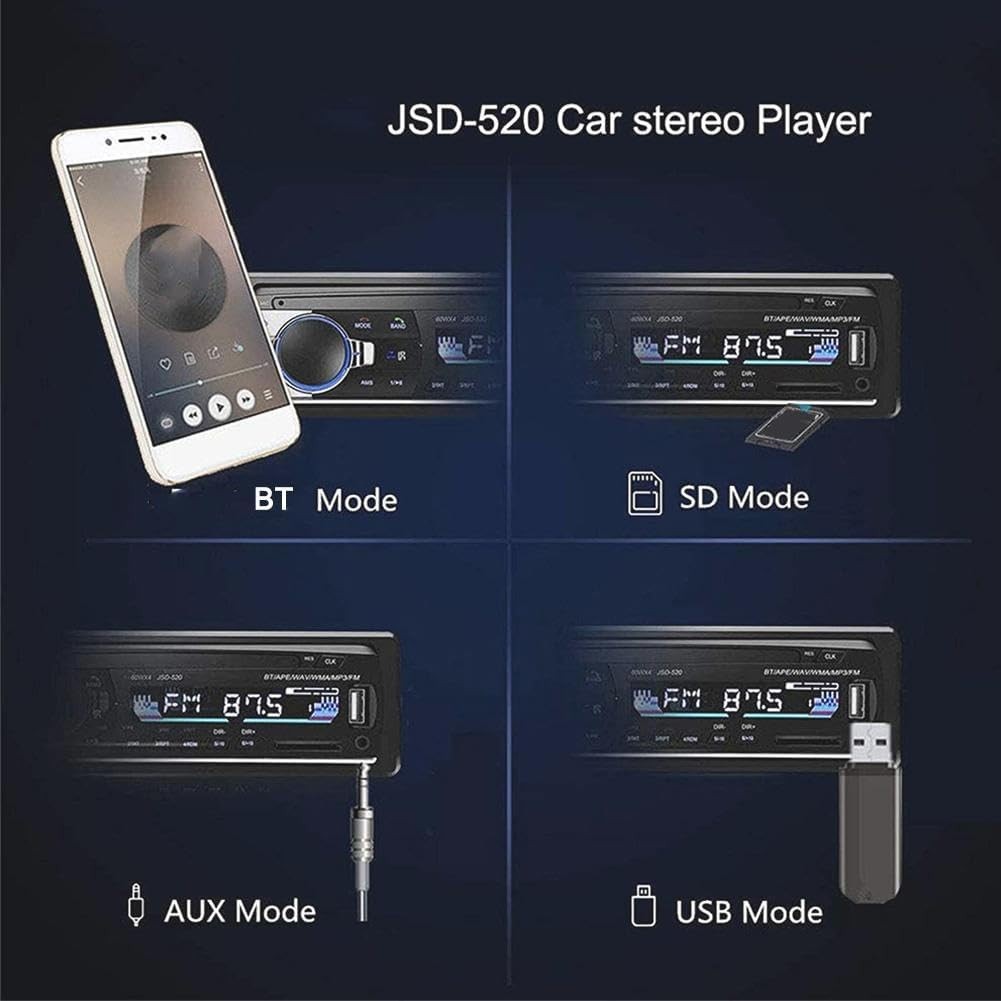 Bluetooth Car Stereo Audio In-Dash FM Aux Input Receiver SD USB MP3 Radio Player