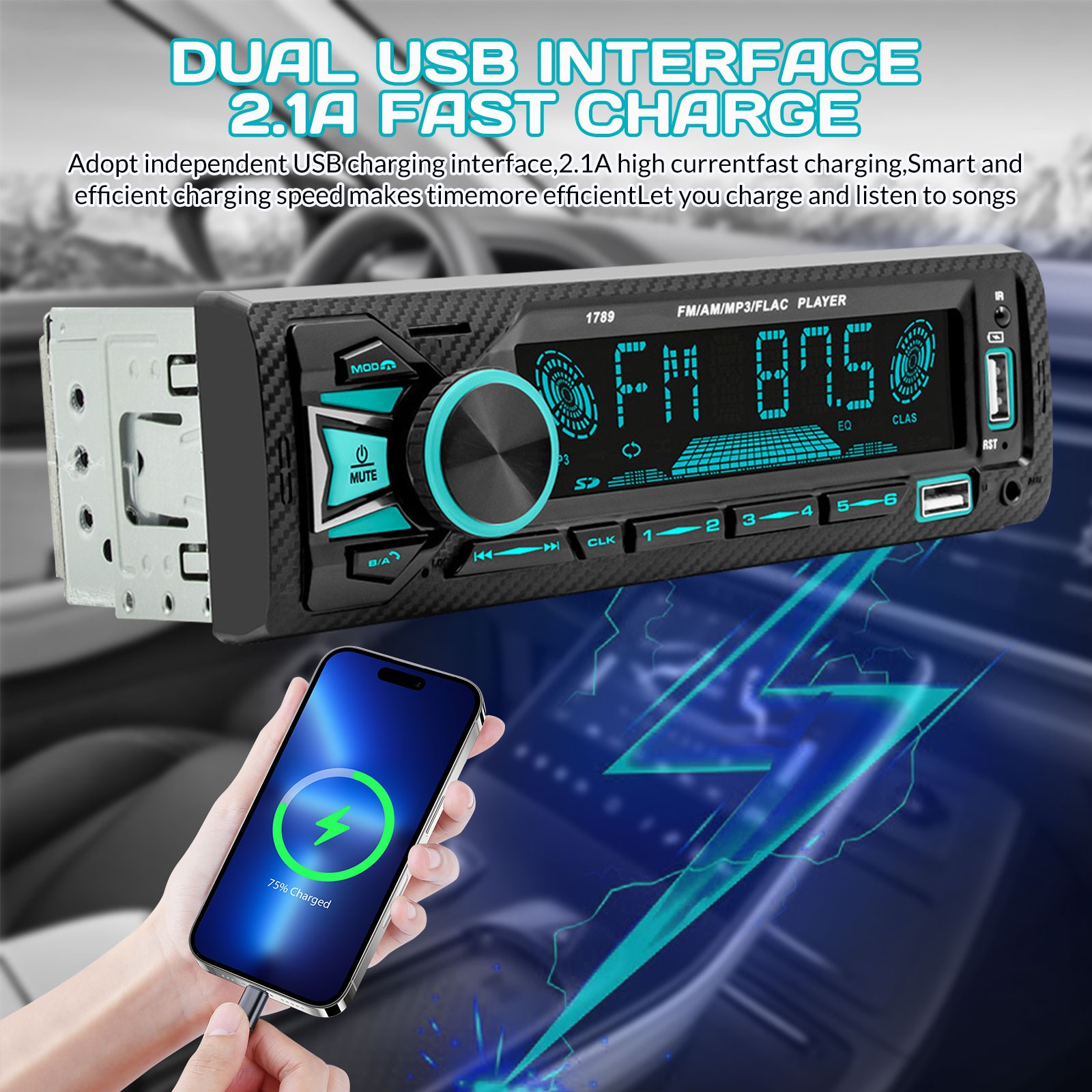 12V Car FM/AM Radio Car Audio Bluetooth Single DIN Car Stereo Car MP3 Player