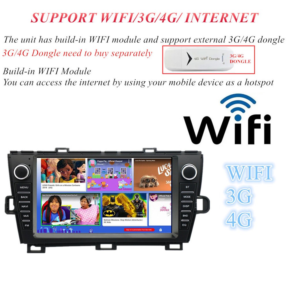 9In Car Touch Screen Player FM Radio USB WIFI Fit For Toyota Prius 2010-2015 RHD
