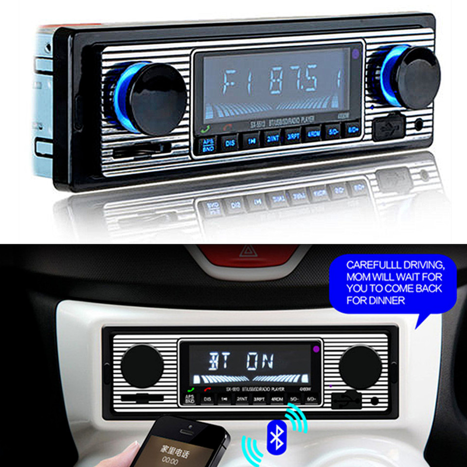 4-Channel Vintage Car Radio Stereo Bluetooth MP3 Player FM AUX Head Unit Remote