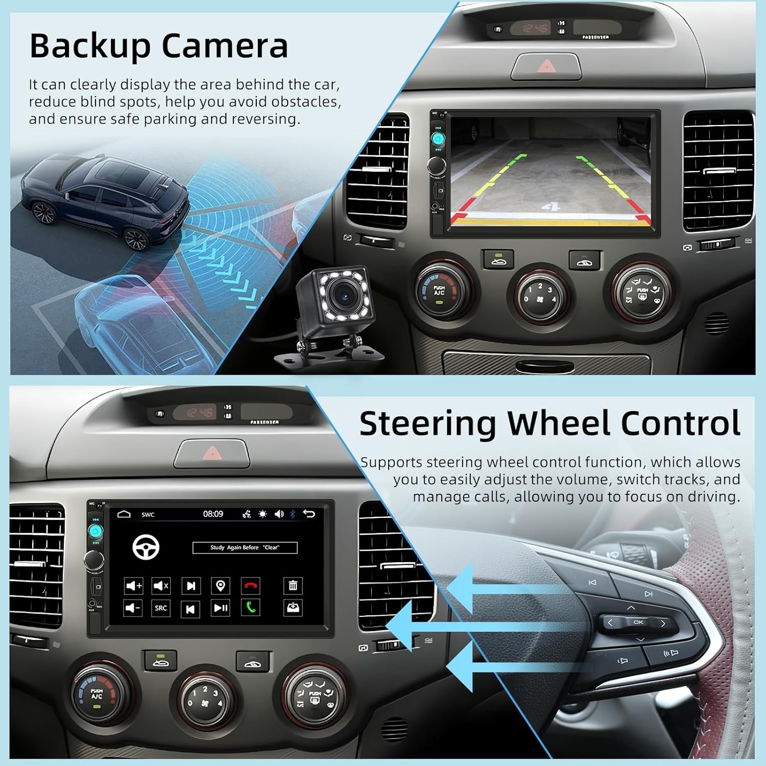 Double 2 Din 7″ Car Stereo Radio For Mirror Link Bluetooth Player Touch Screen