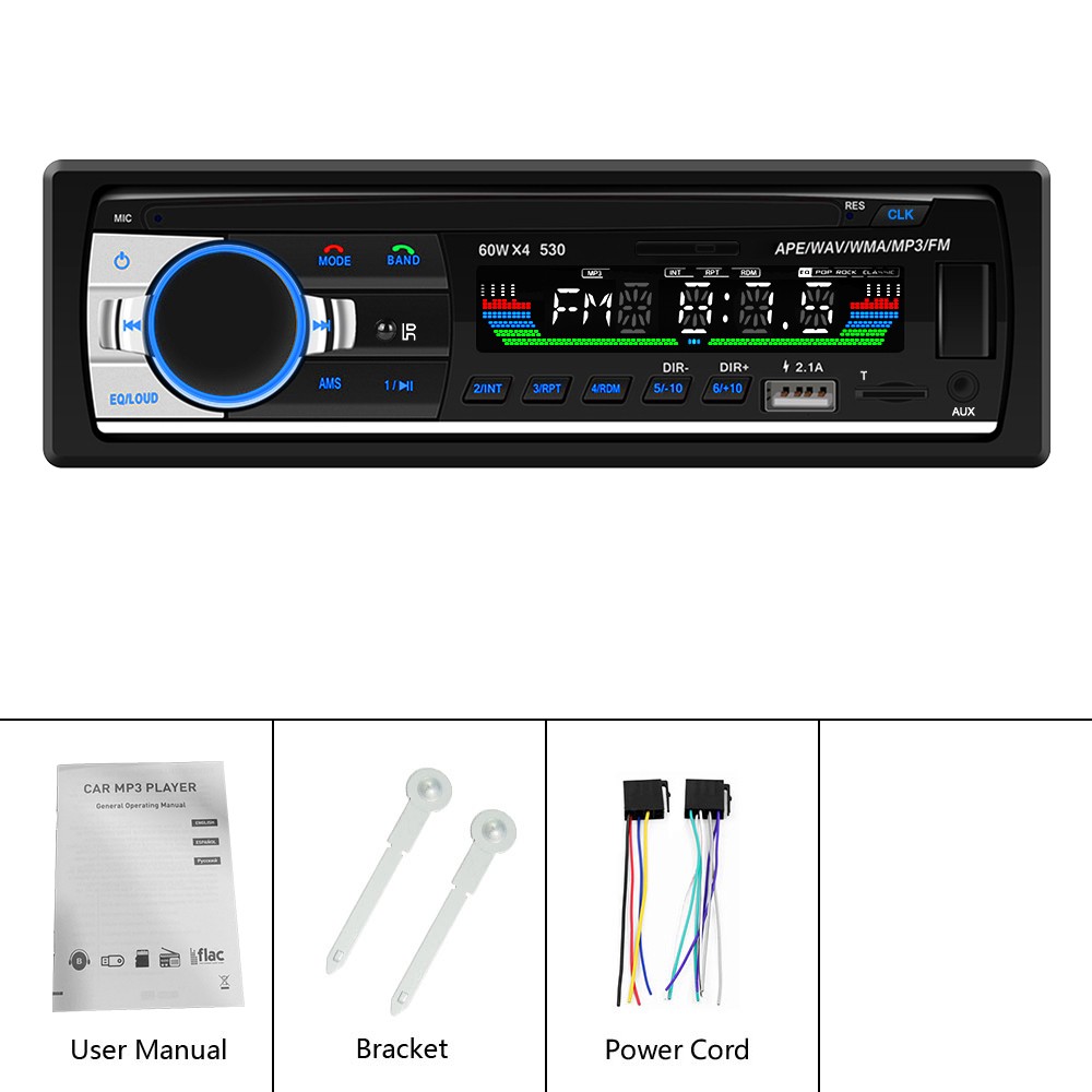 Bluetooth Single 1 Din Car Stereo Radio MP3 Player In-Dash FM USB SD Aux Input
