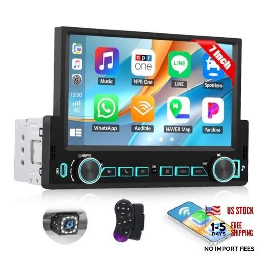 Single Din Car Stereo with Wireless Carplay&Android 7 Inch with Carplay&Button