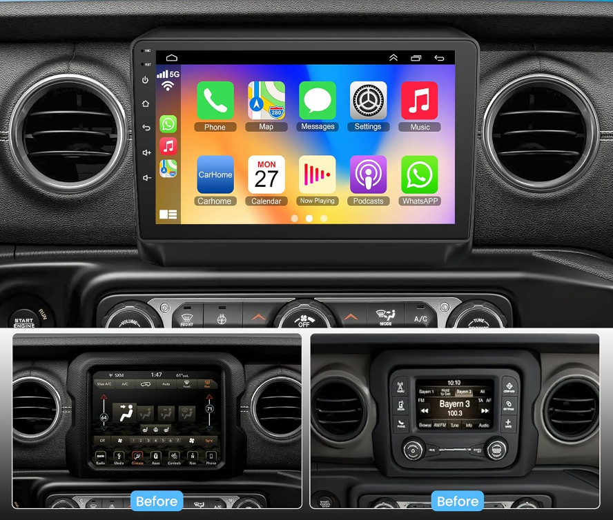 For Jeep Wrangler JL 2018-2023 Android 13 Car Stereo Radio Carplay GPS WiFi 32GB