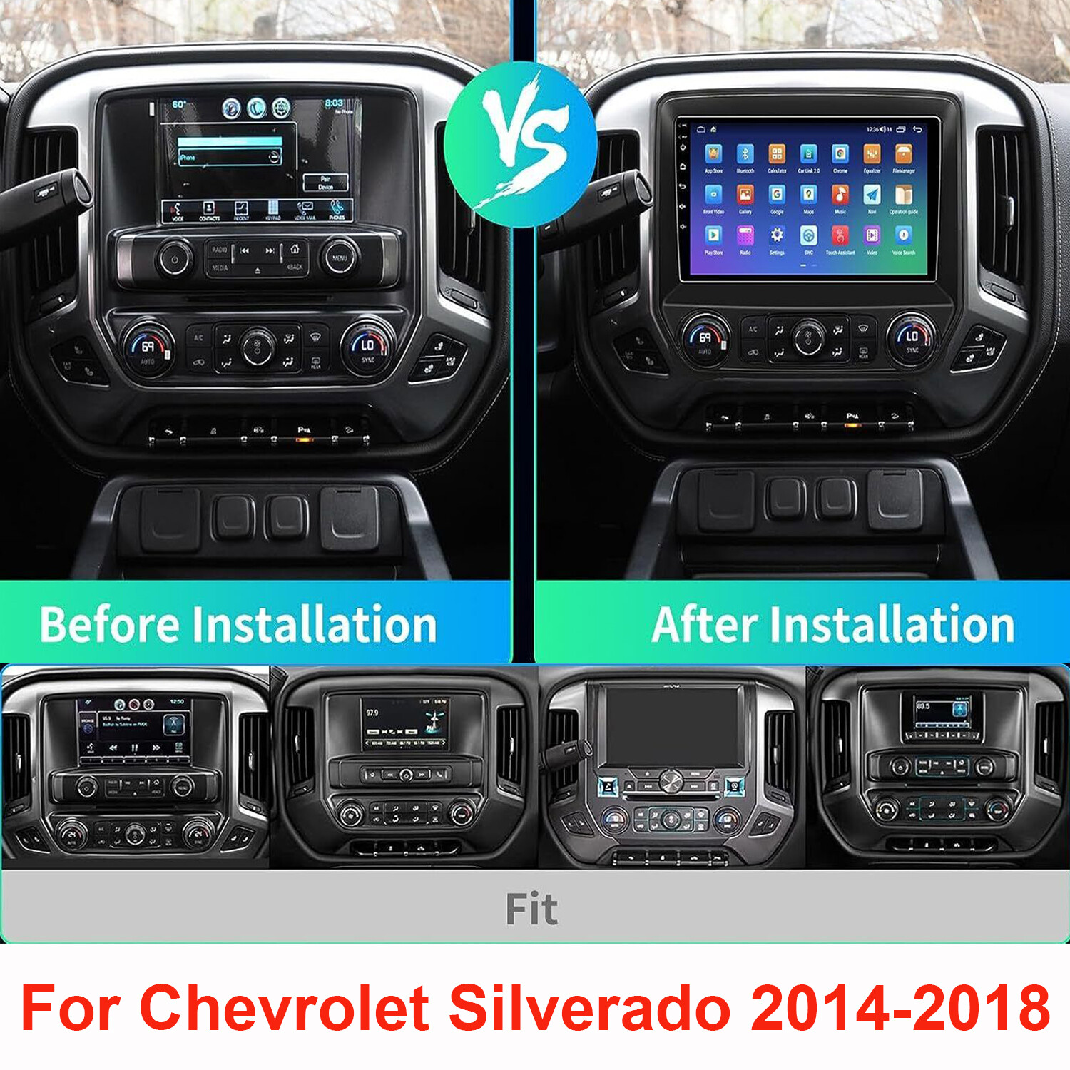 Apple Carplay For 2014-2018 Chevrolet Silverado GMC Sierra Car Stereo Radio GPS