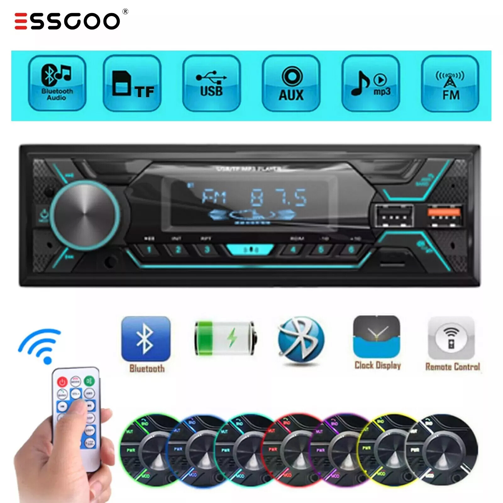 Car Radio Bluetooth Head Unit Stereo Player MP3/USB/SD/AUX-IN/FM In-dash Non CD