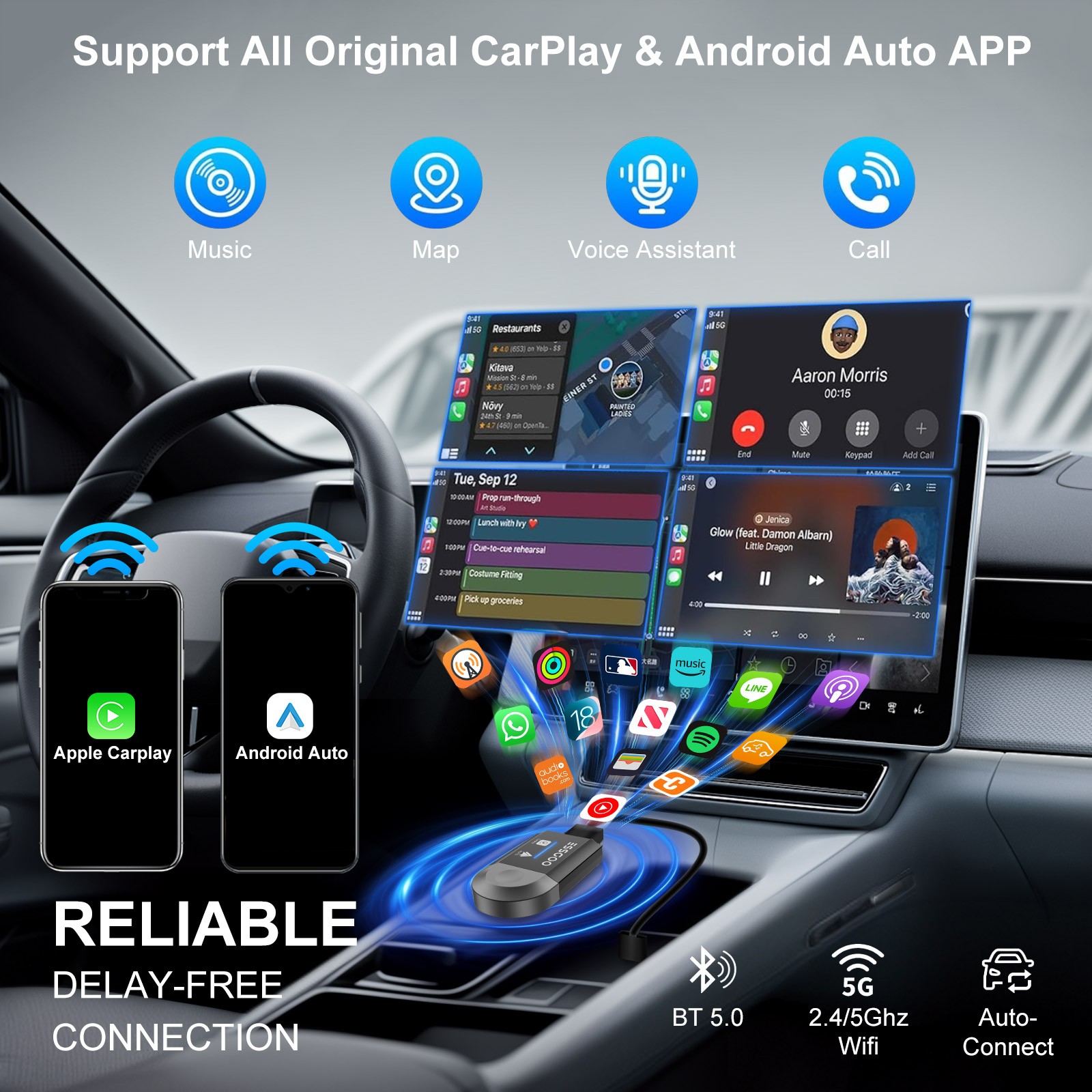 USB Wireless CarPlay Adapter For iPhone Apple Wireless Carplay Dongle Plug &Play