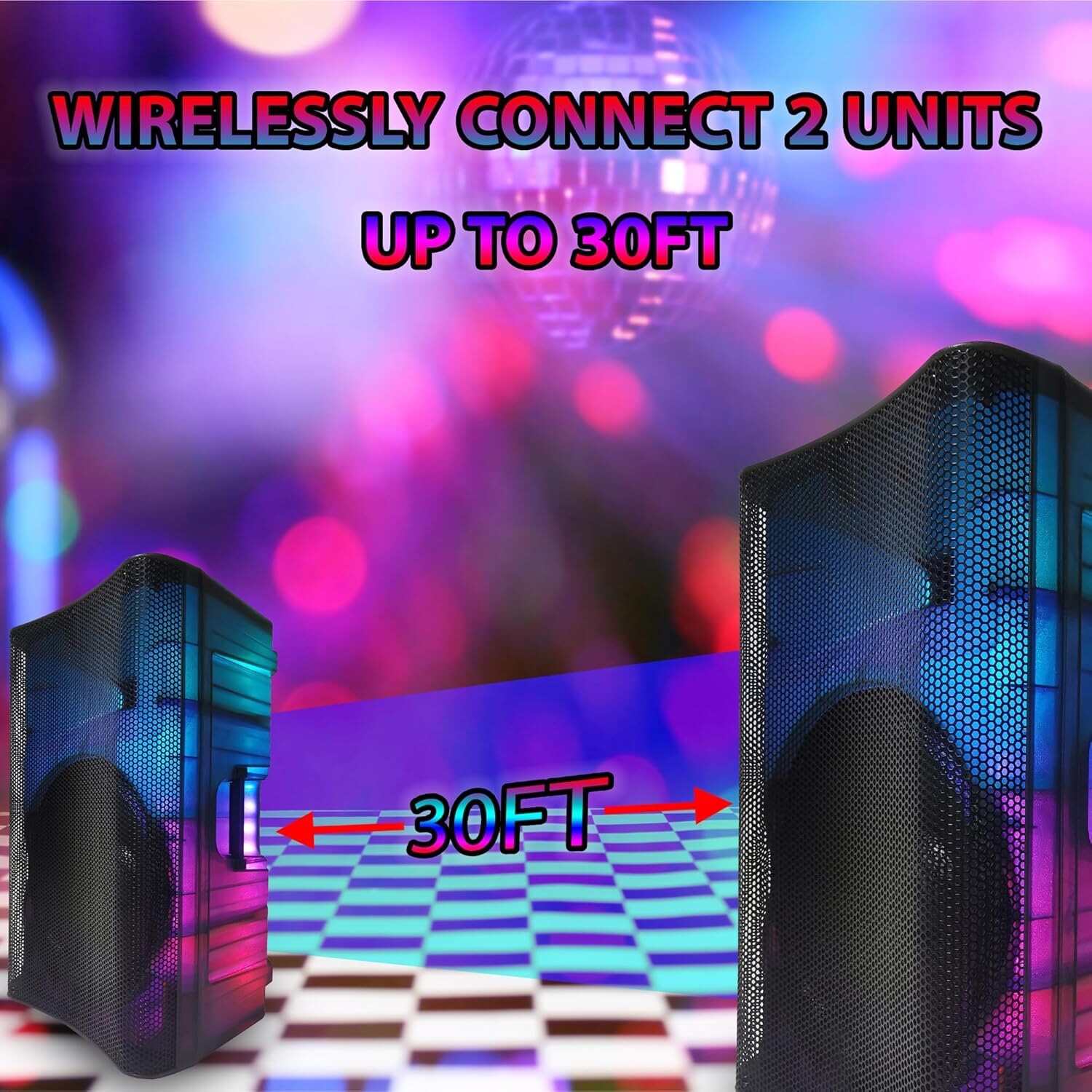 EMB 5000W 15″ Rechargeable DJ PA KARAOKE Party Powered Speaker Stand, Bluetooth